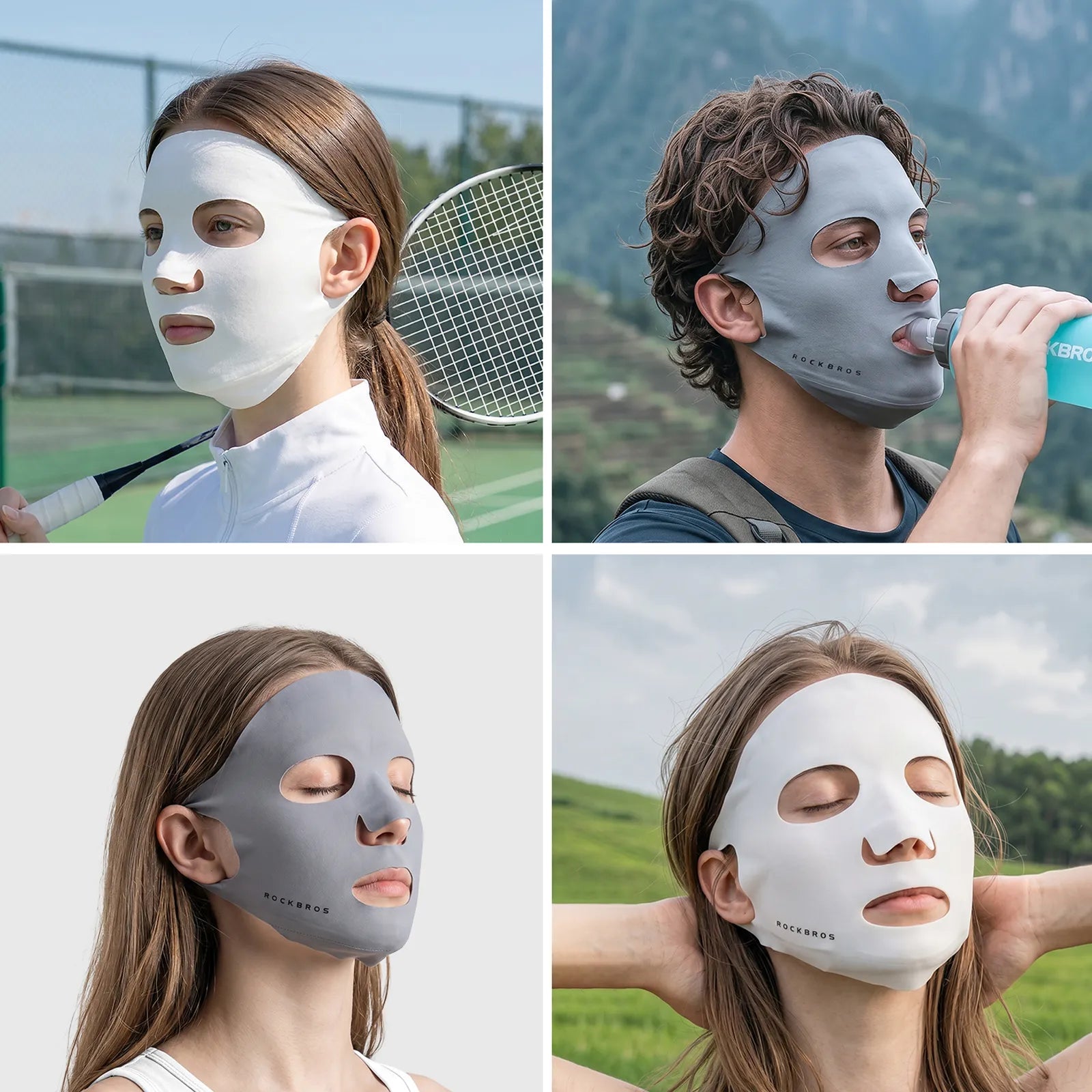 ROCKBROS ice-feeling full-face UV protection mask providing all-over coverage and seamless fit.
#color_black