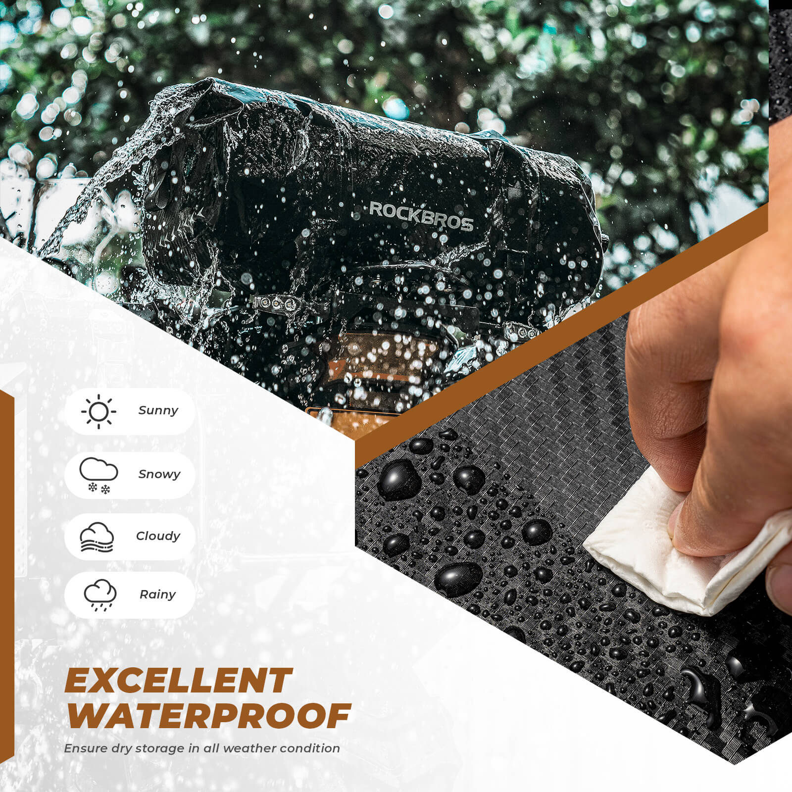 ROCKBROS waterproof motorcycle tail bag for rear seat storage.
#size_20L 48*24*40cm