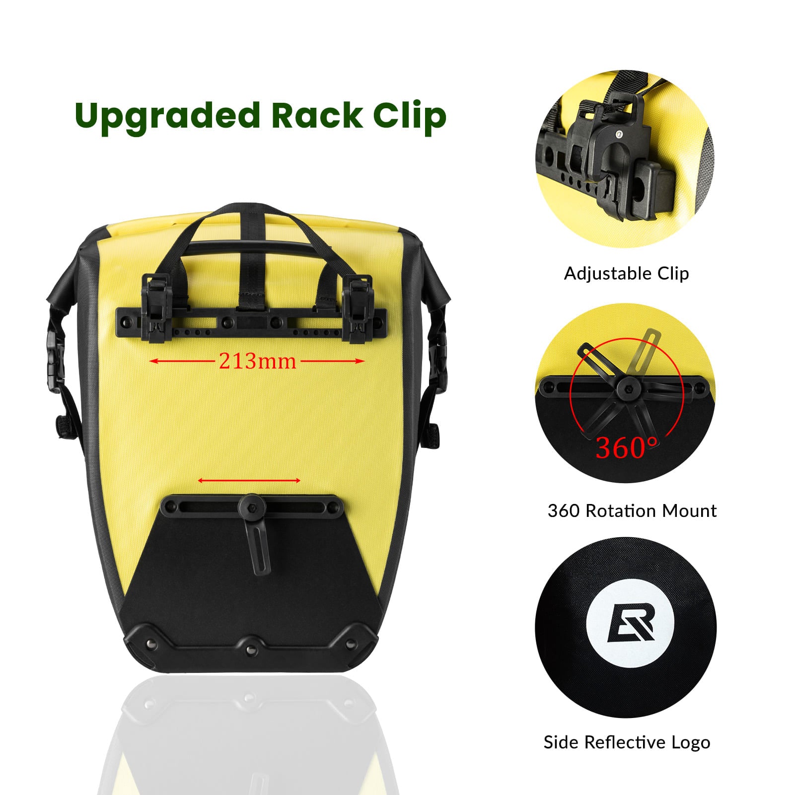 rockbros waterproof bike pannier 25l rear bag for commuting
#color_yellow single