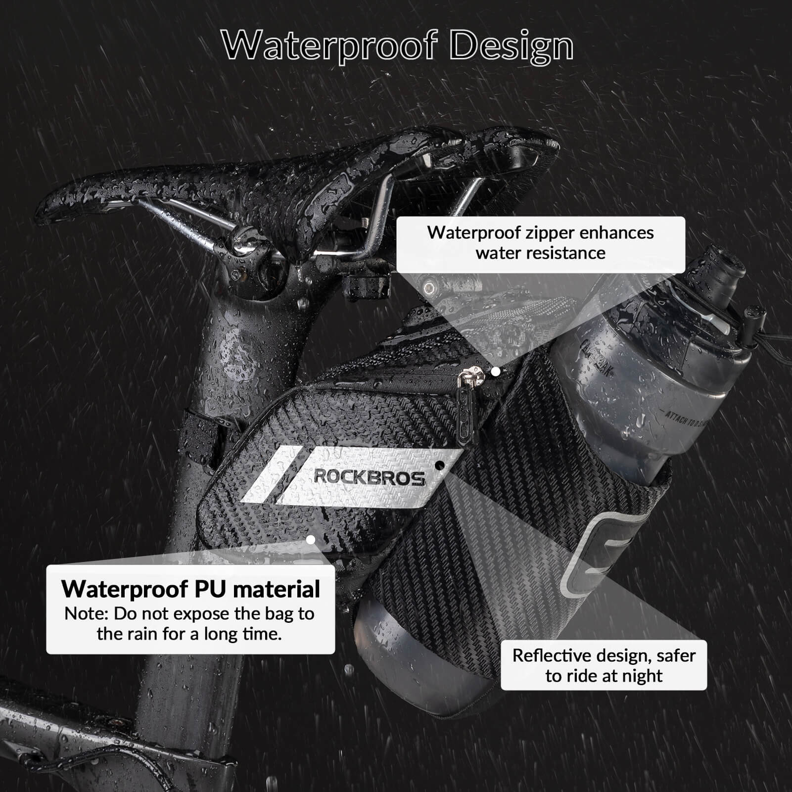 Rockbros Waterproof Carbon Fiber Saddle Bag for Road Bike