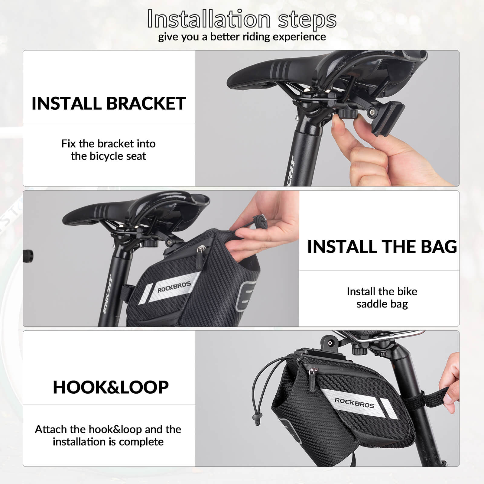 Rockbros Waterproof Carbon Fiber Saddle Bag for Road Bike