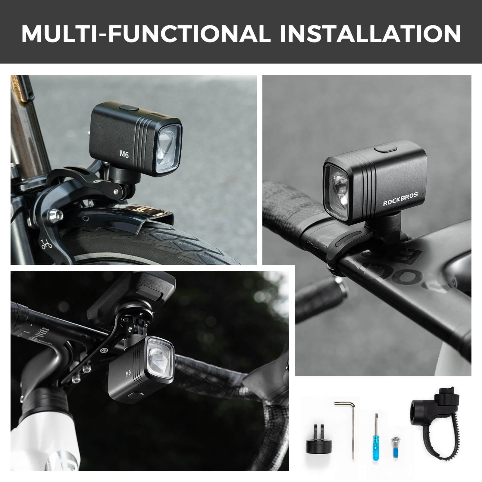 rockbros hanging front bicycle light M6 with high-capacity battery.
#color_pink