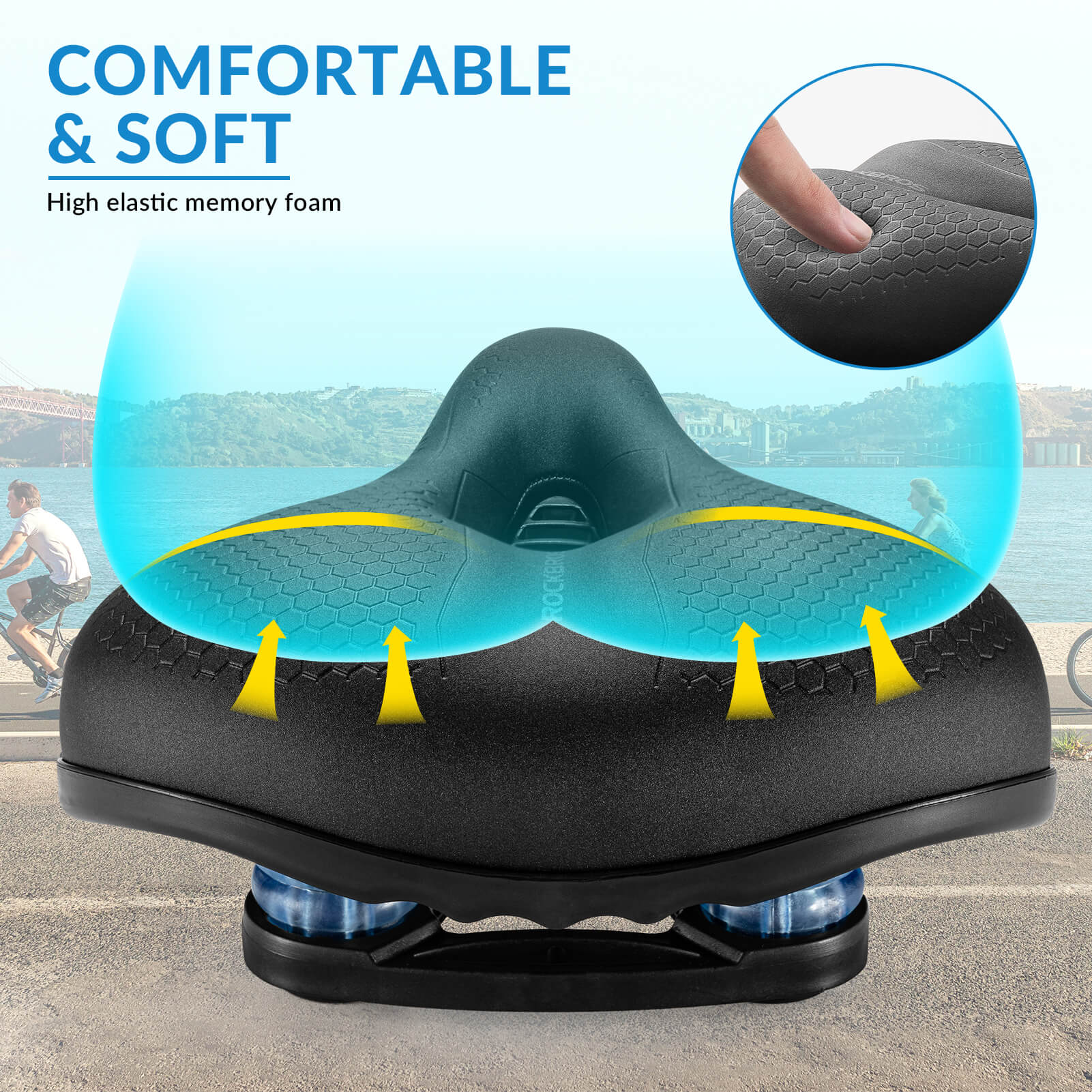 ROCKBROS waterproof hollow bike saddle for mountain biking comfort.
#size_large