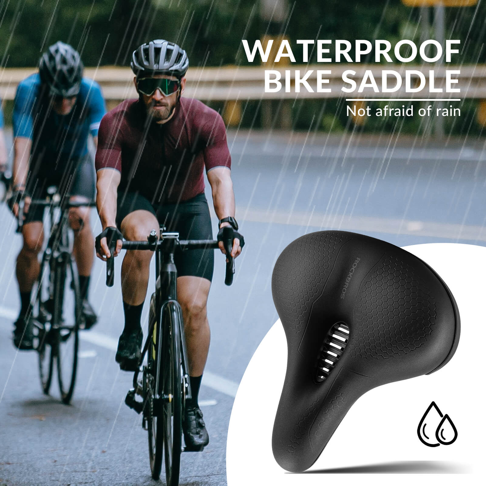 ROCKBROS waterproof hollow bike saddle for mountain biking comfort.
#size_large