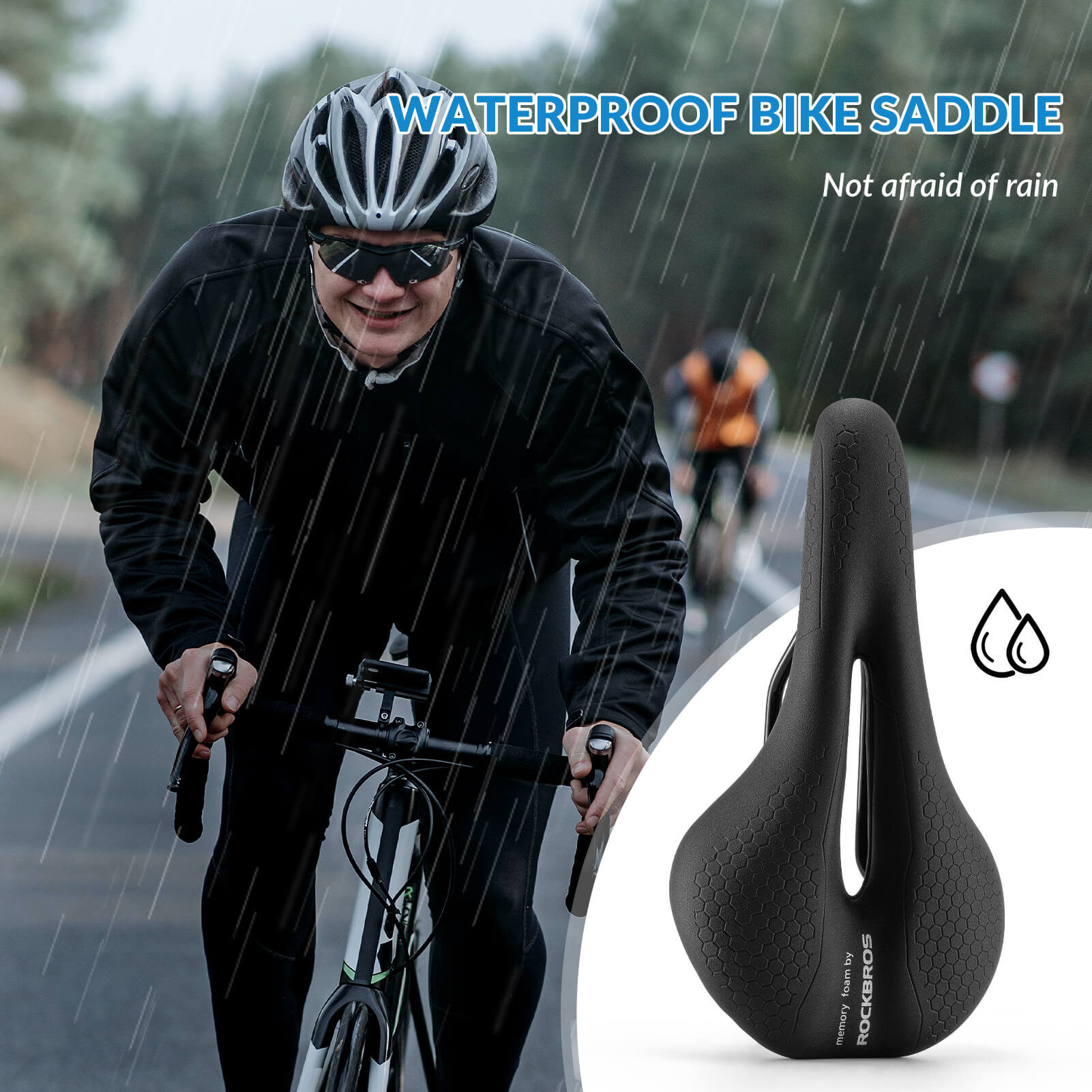 ROCKBROS waterproof hollow bike saddle for mountain biking comfort.
#size_small
