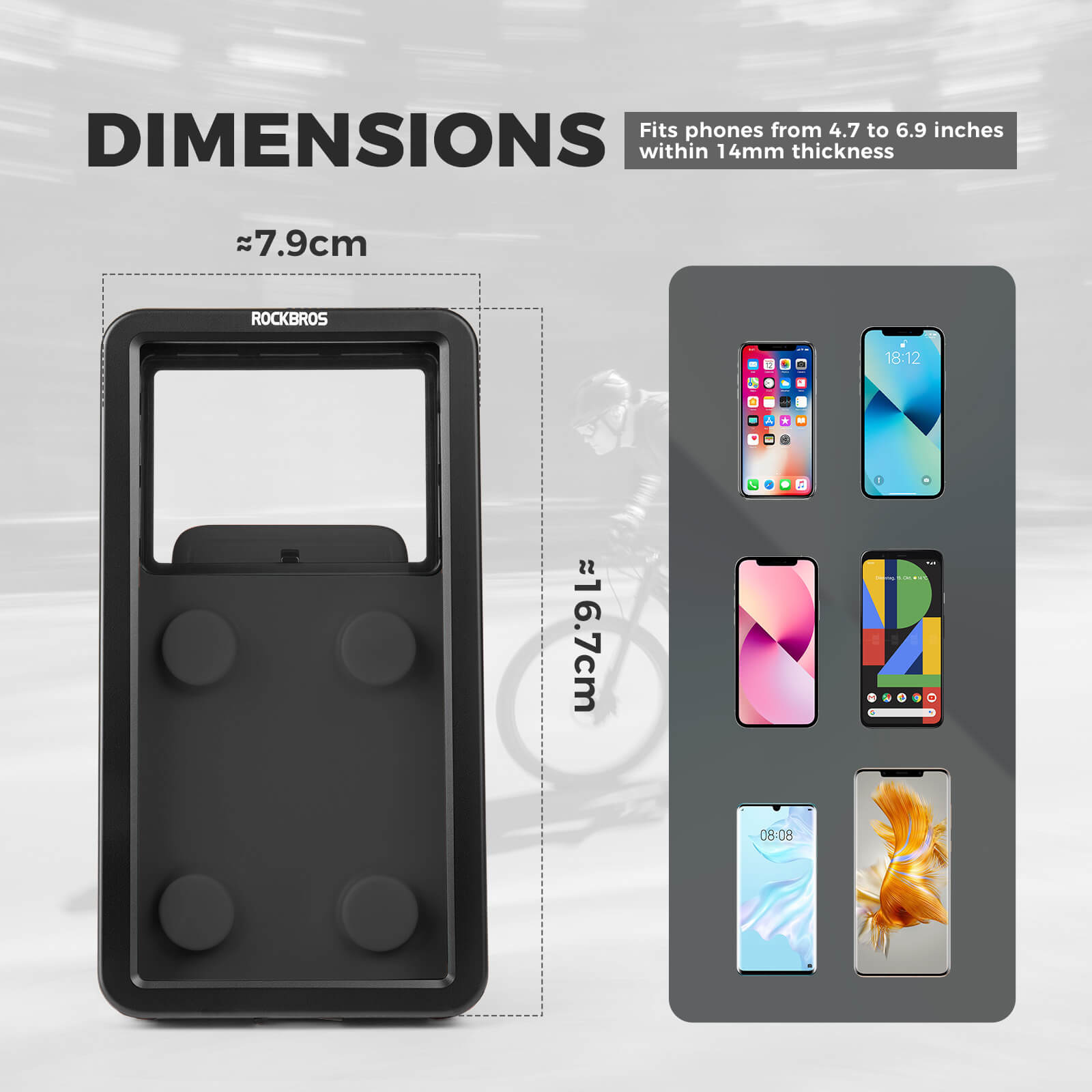 rockbros waterproof magnetic bike phone mount for cycling.
#options_mirror