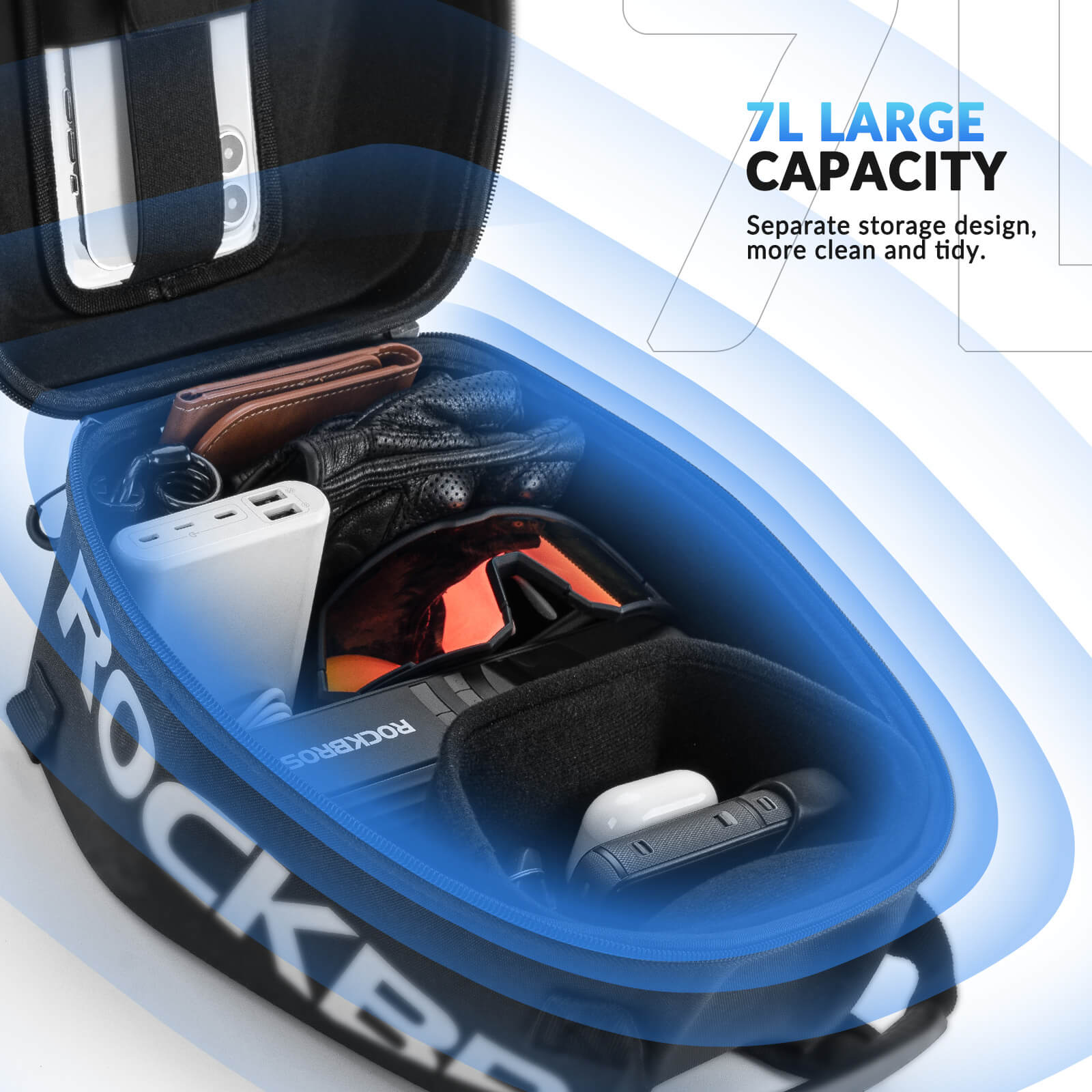 Rockbros Waterproof Motorcycle Tank Bag with 7-inch Touch Screen Phone Pouch.