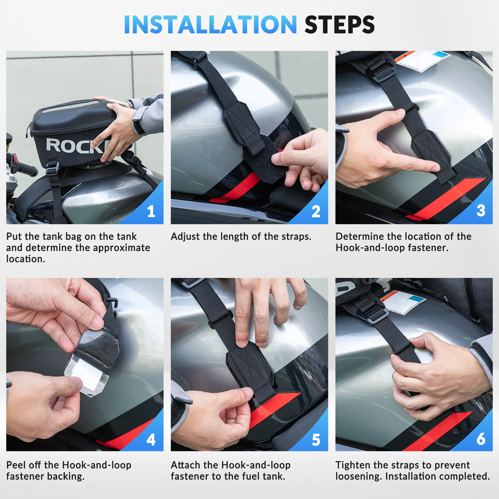Rockbros Waterproof Motorcycle Tank Bag with 7-inch Touch Screen Phone Pouch.