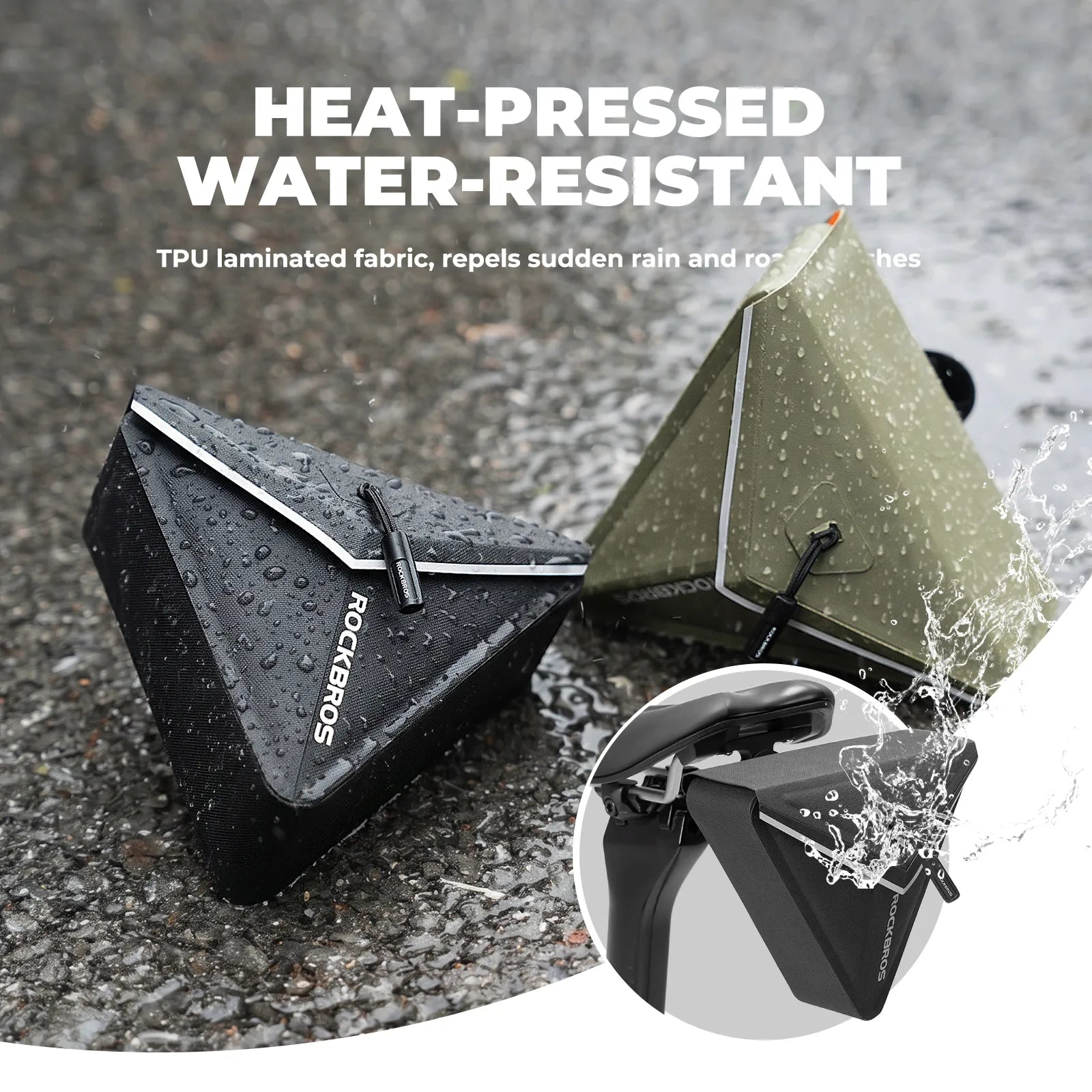 ROCKBROS Waterproof Triangle Bike Saddle Bag 0.6L with Magnetic Quick Release.
#color_sage grey