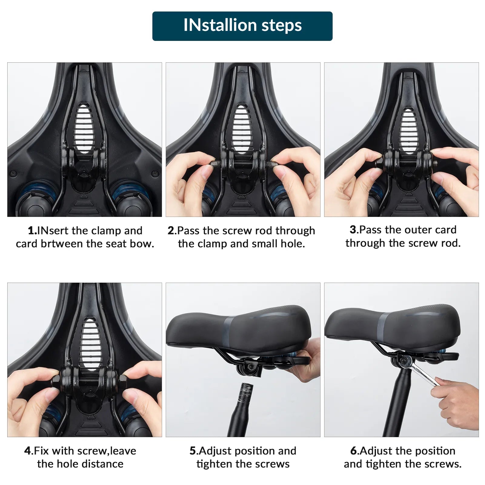 Rockbros shock absorbing bicycle seat with dual spring suspension stabilizer.
#color_black