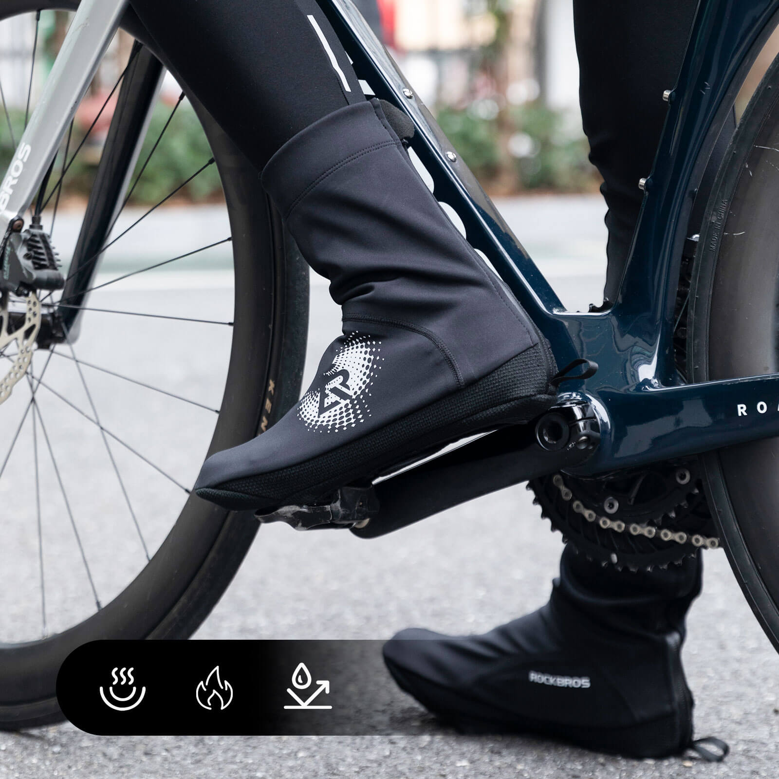 RockBros Windproof Cycling Shoe Covers with High Ankle Protection for Road and MTB Shoes.