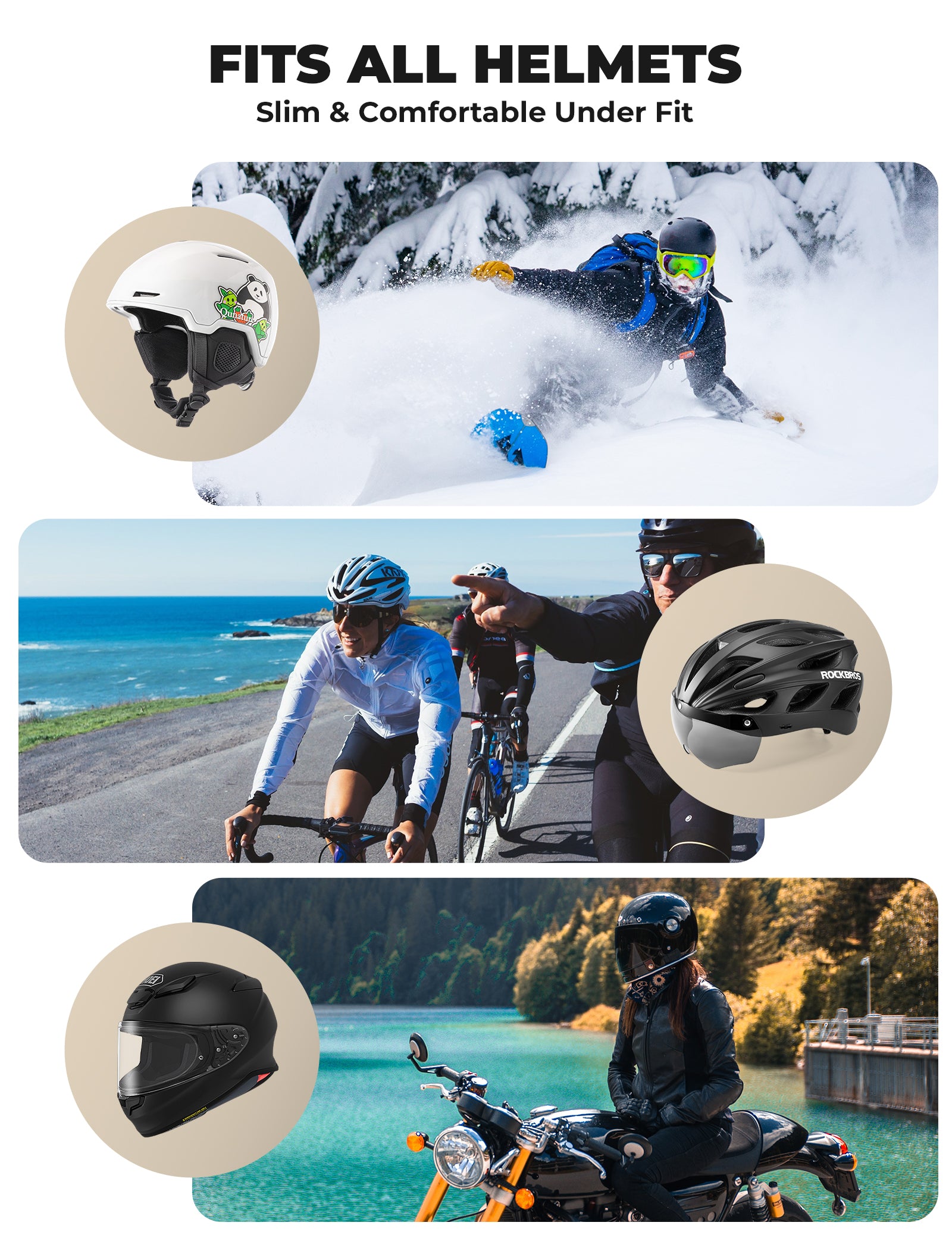 Rockbros Windproof Merino Wool Cycling Cap for Winter Riding.
#color_army green