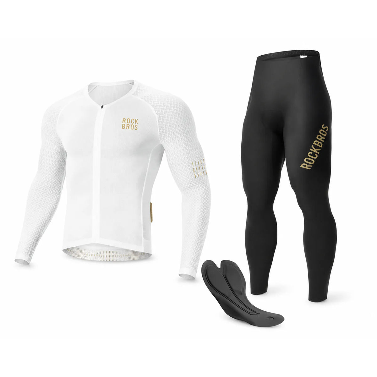 ROCKBROS winter cycling apparel bundle with long sleeve jersey and cycling tights.
#color_white