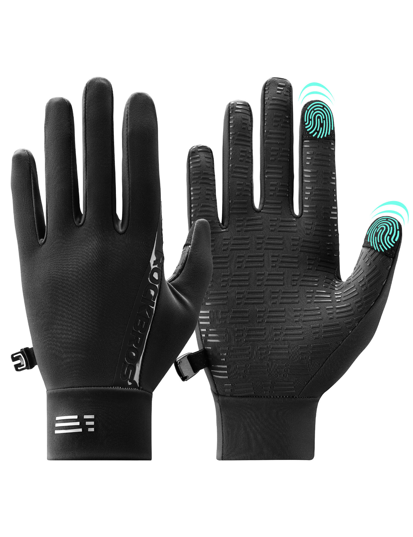 ROCKBROS Winter Cycling Gloves with Graphene Thermal Lining - Windproof Full Finger Design.
#color_black