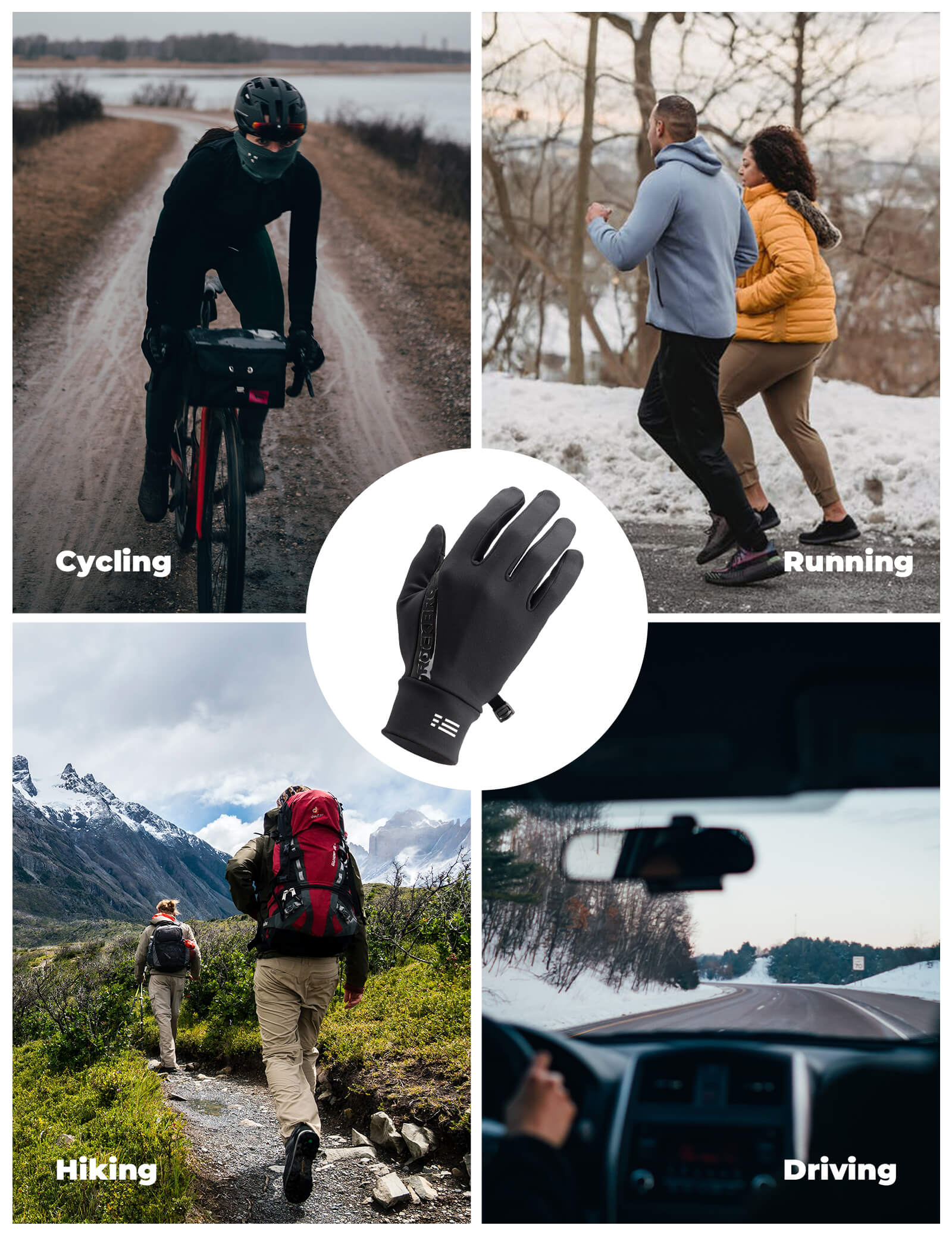 ROCKBROS Winter Cycling Gloves with Graphene Thermal Lining - Windproof Full Finger Design.
#color_black