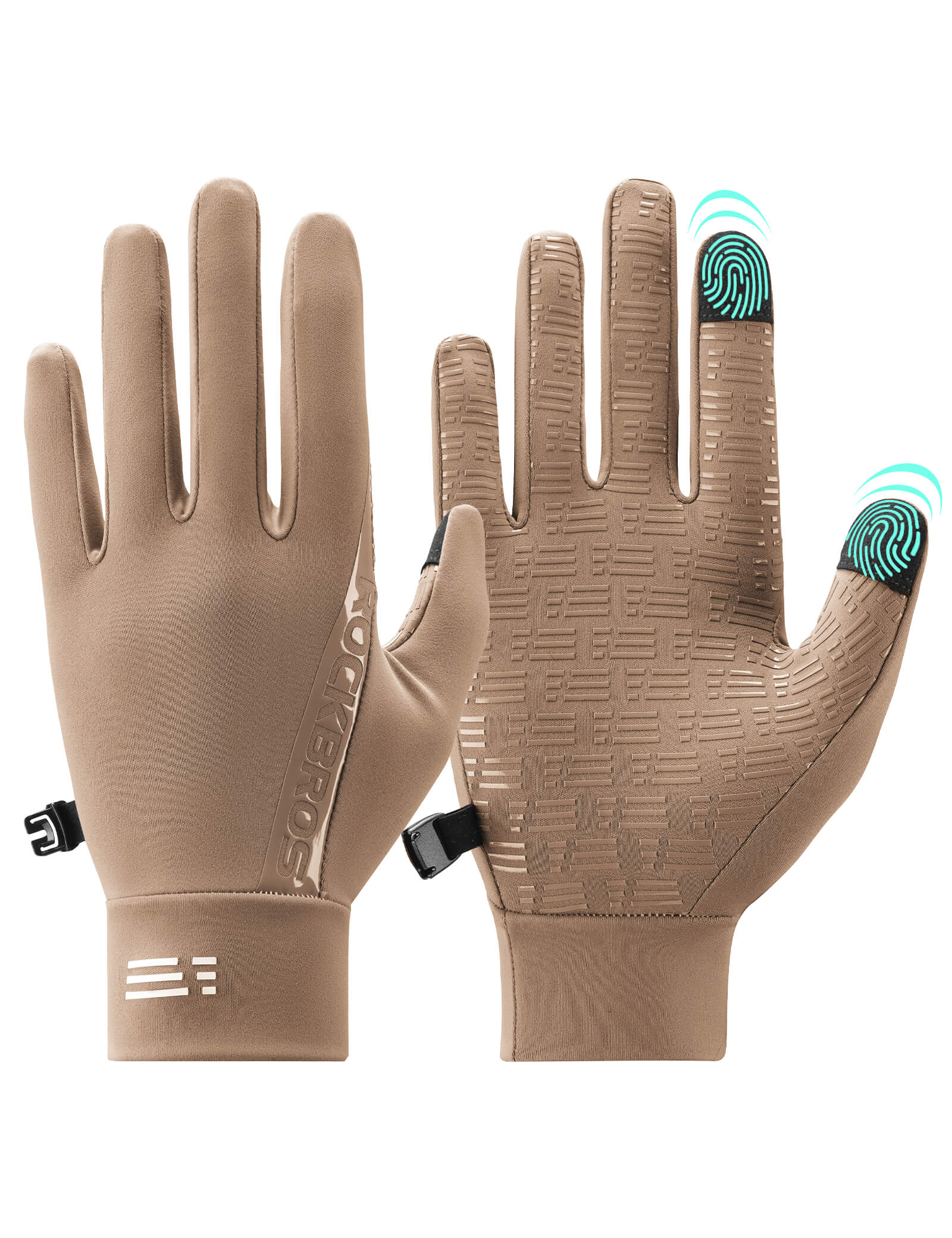 ROCKBROS Winter Cycling Gloves with Graphene Thermal Lining - Windproof Full Finger Design.
#color_tan