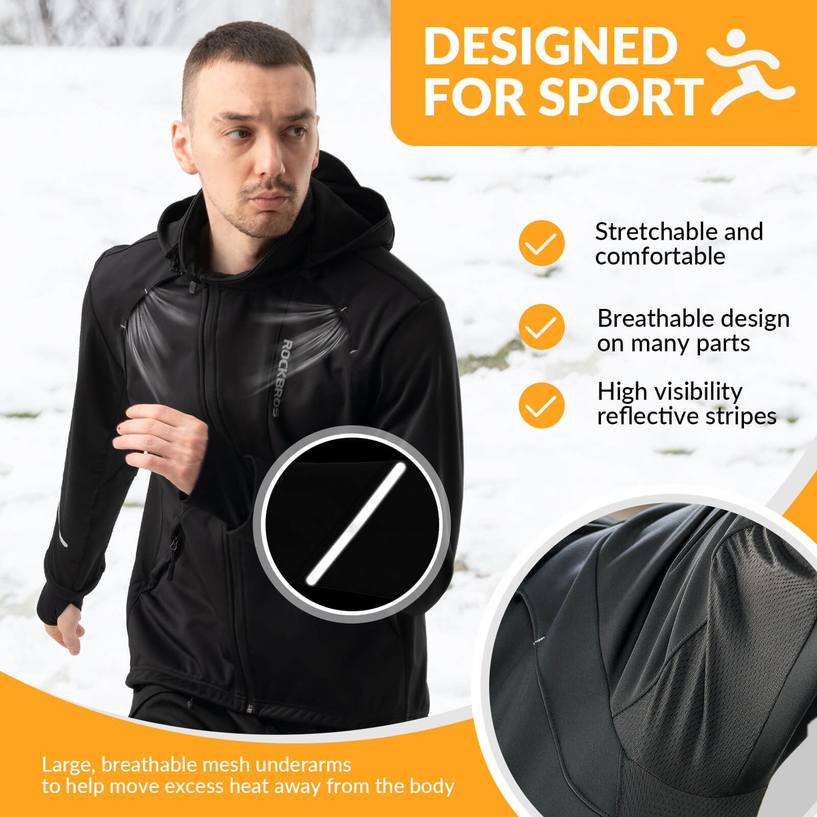 ROCKBROS wind resistant cycling jacket for outdoor cycling
