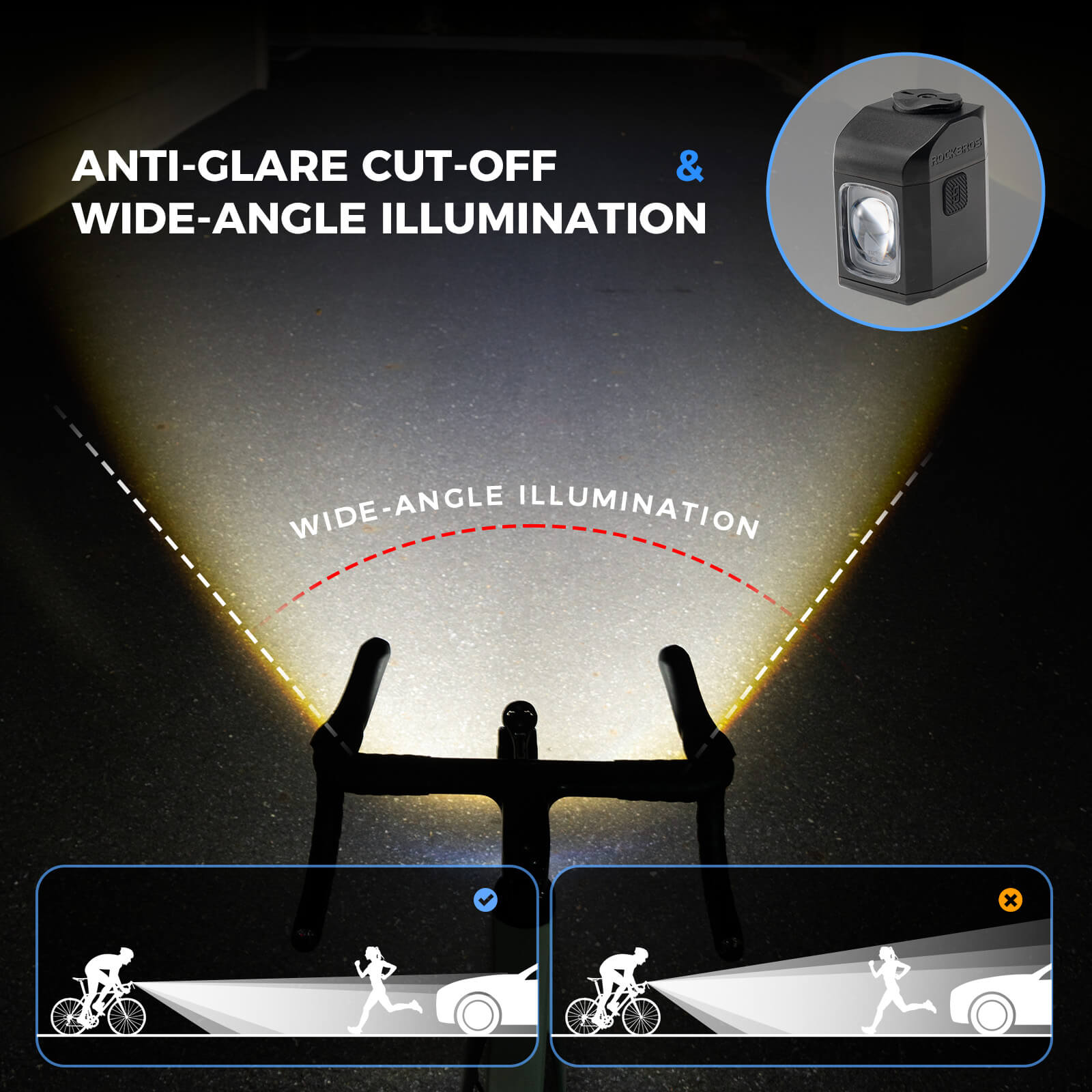 rockbros wireless remote bike headlight for night riding.
#color_black