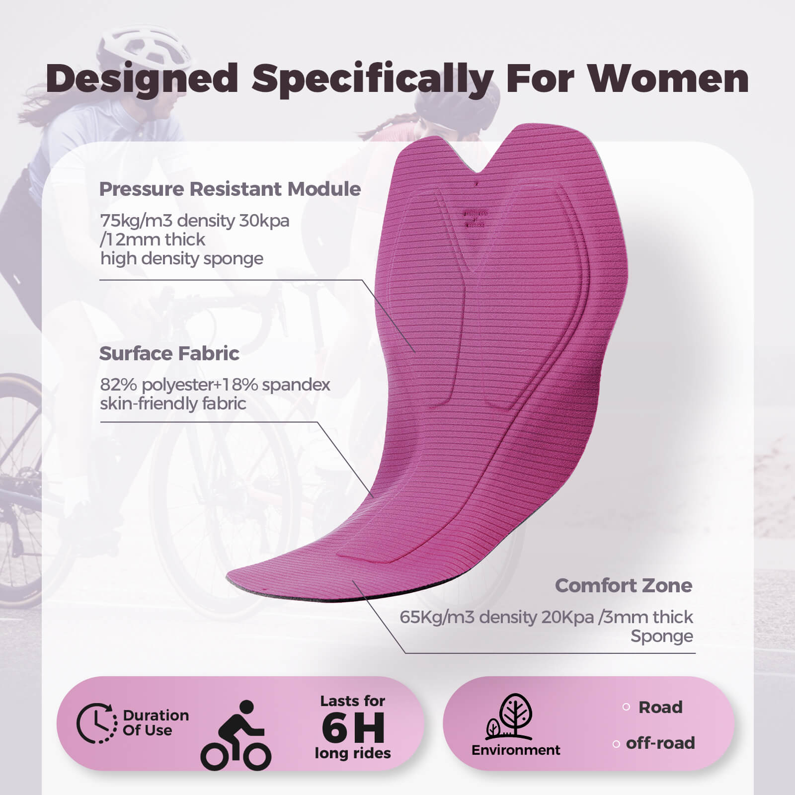 rockbros women’s cushion liner bike skirt for cycling comfort.
#color_black