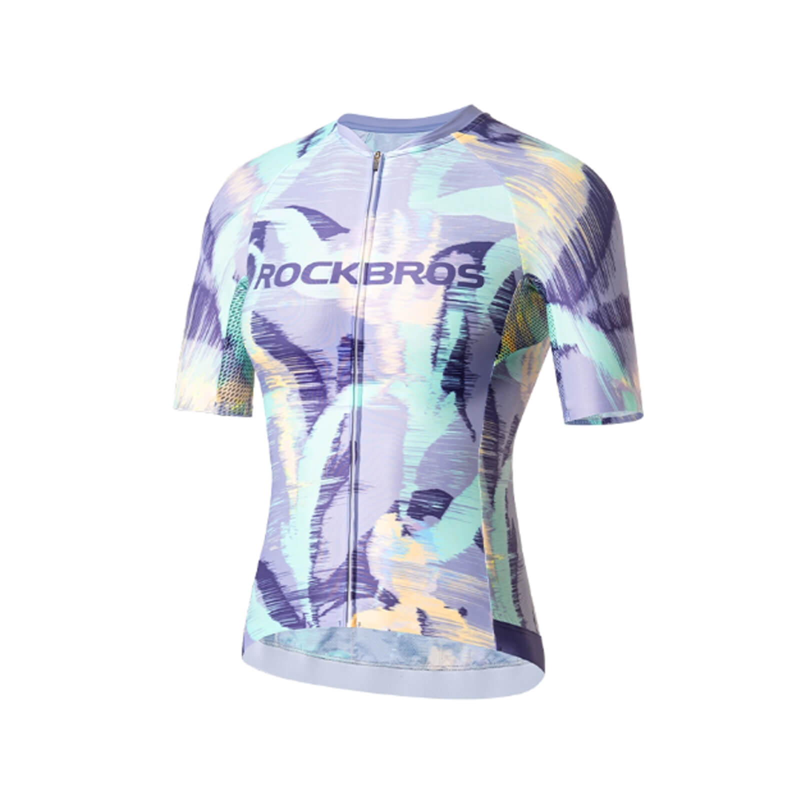 ROCKBROS women’s summer cycling jersey with floral print for outdoor cycling.