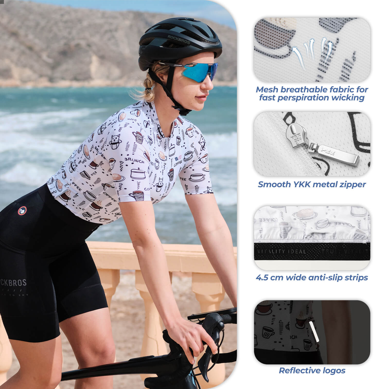 rockbros breathable cycling top for women for summer rides.