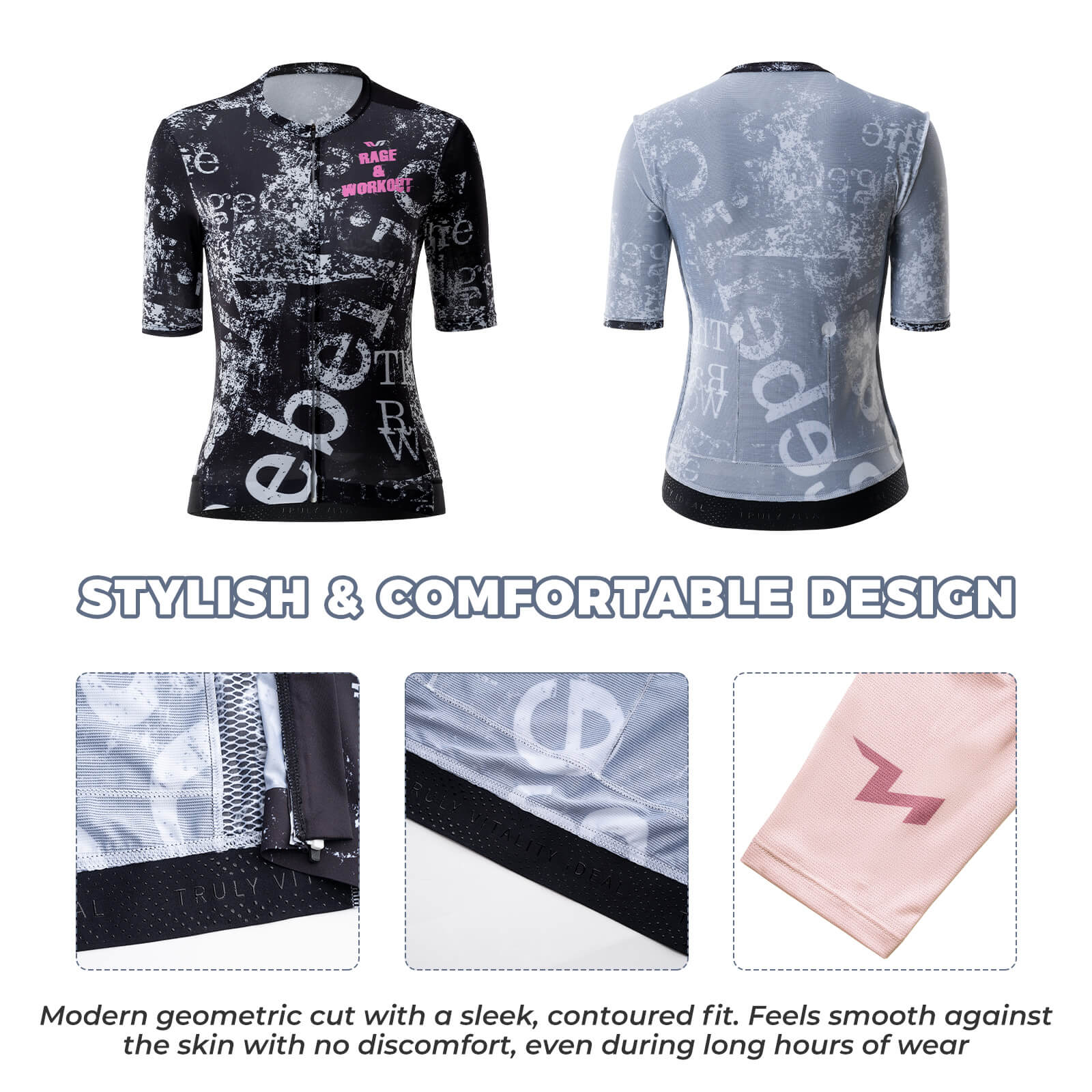rockbros women’s quick-dry cycling jersey for summer riding.
#color_pink