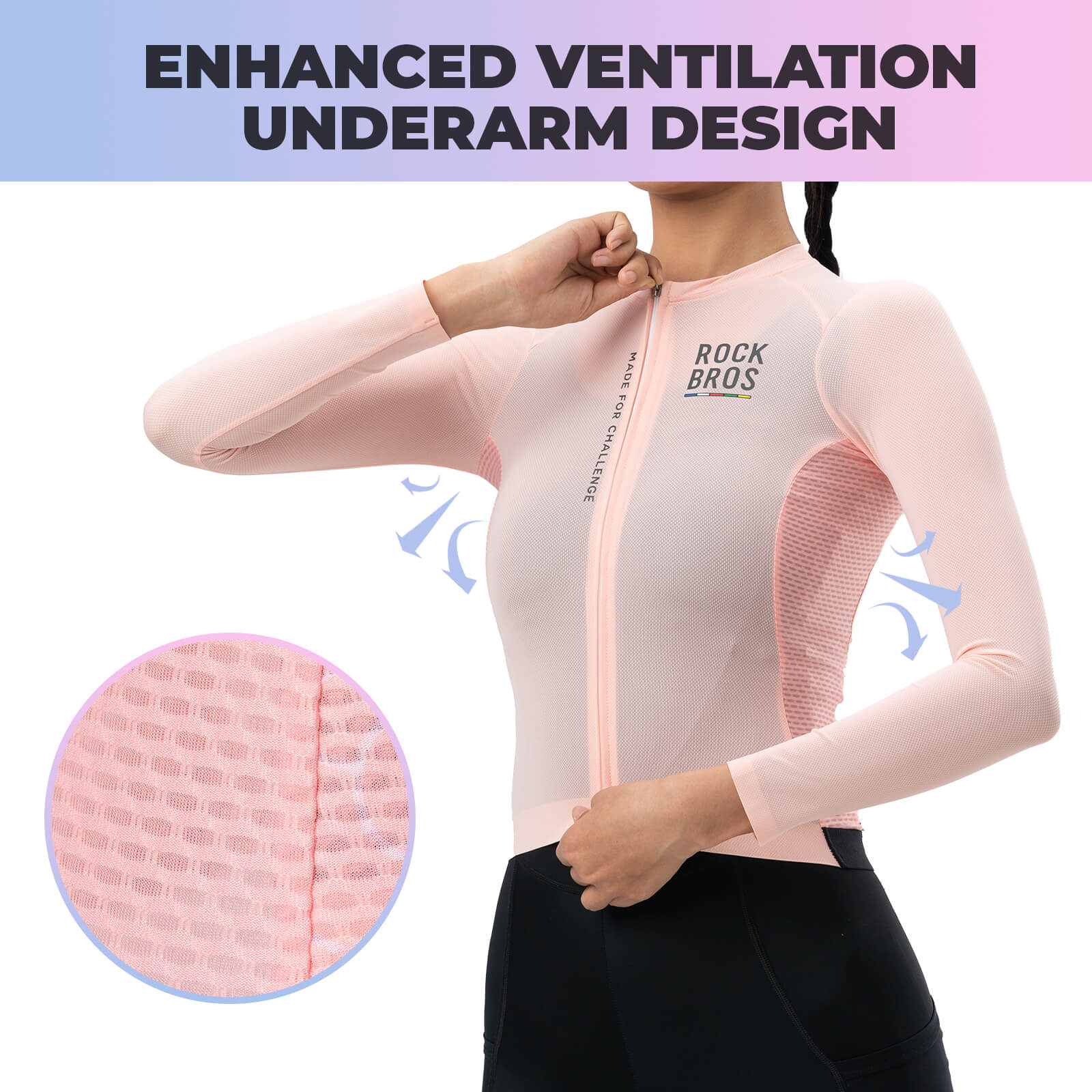rockbros women’s long sleeve cycling jersey for road cycling.
#color_pink