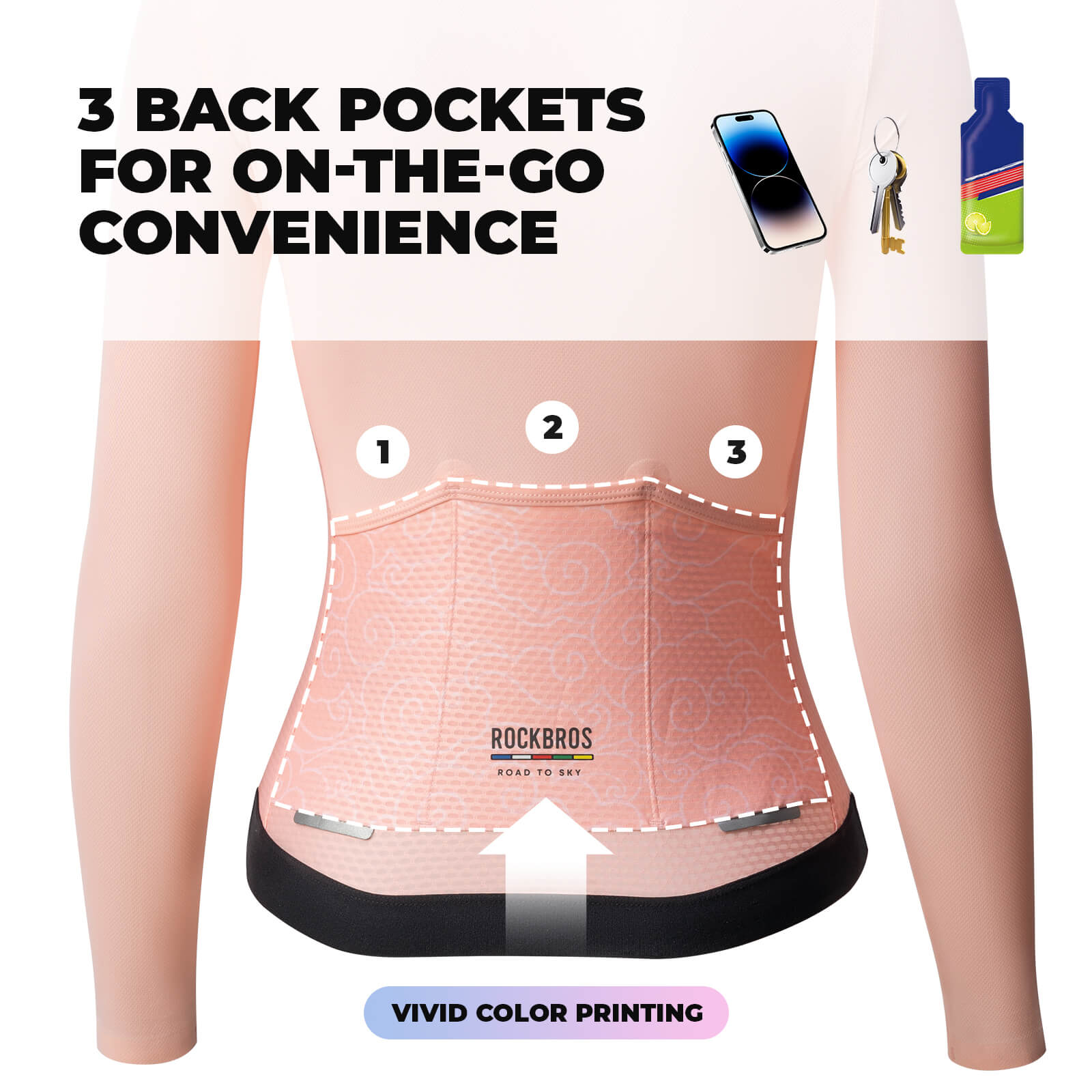 rockbros women’s long sleeve cycling jersey for road cycling.
#color_pink