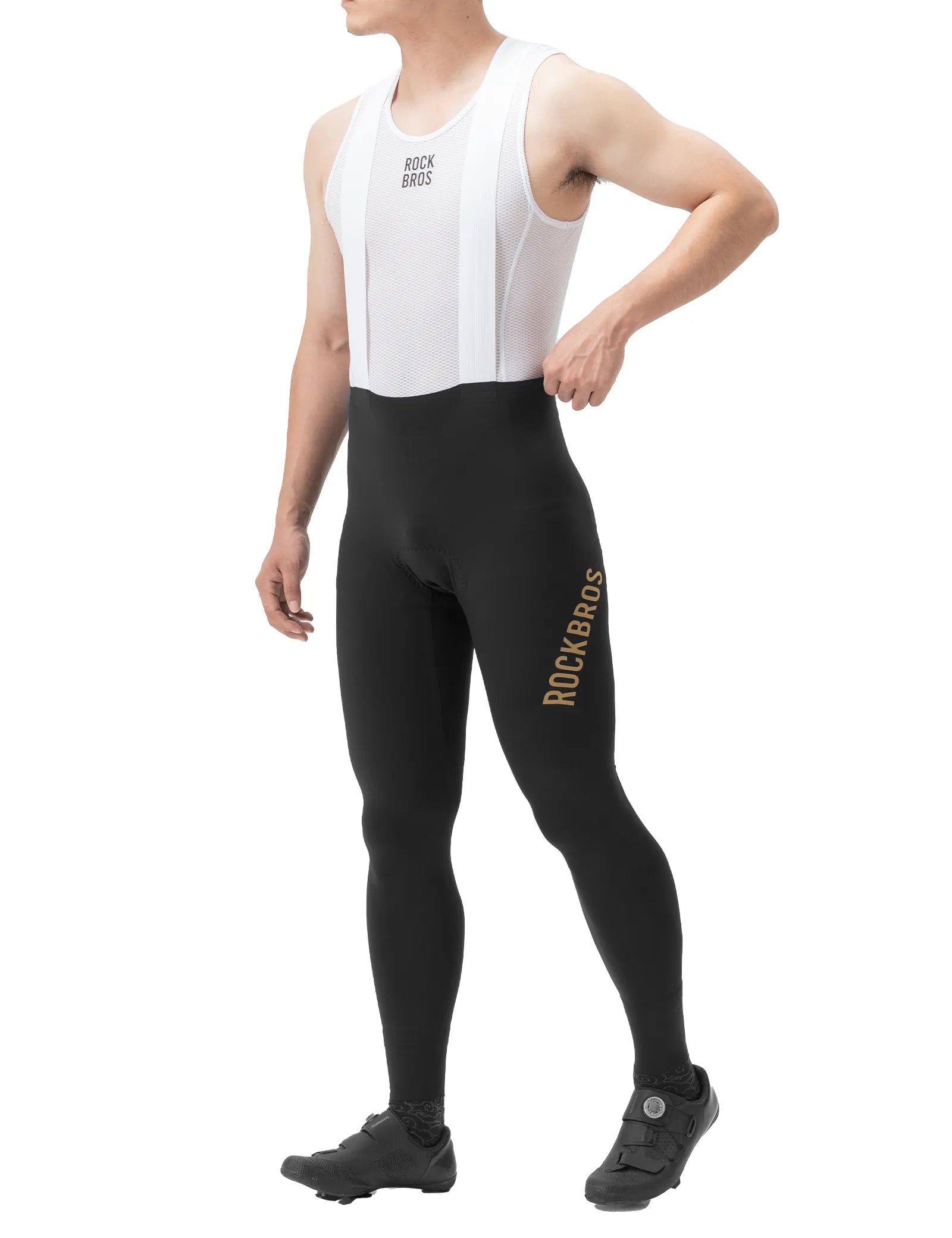 ROCKBROS Wright Pro Men's Long Cycling Bib Tights with Elastic Interface Pad - Professional Series Black.