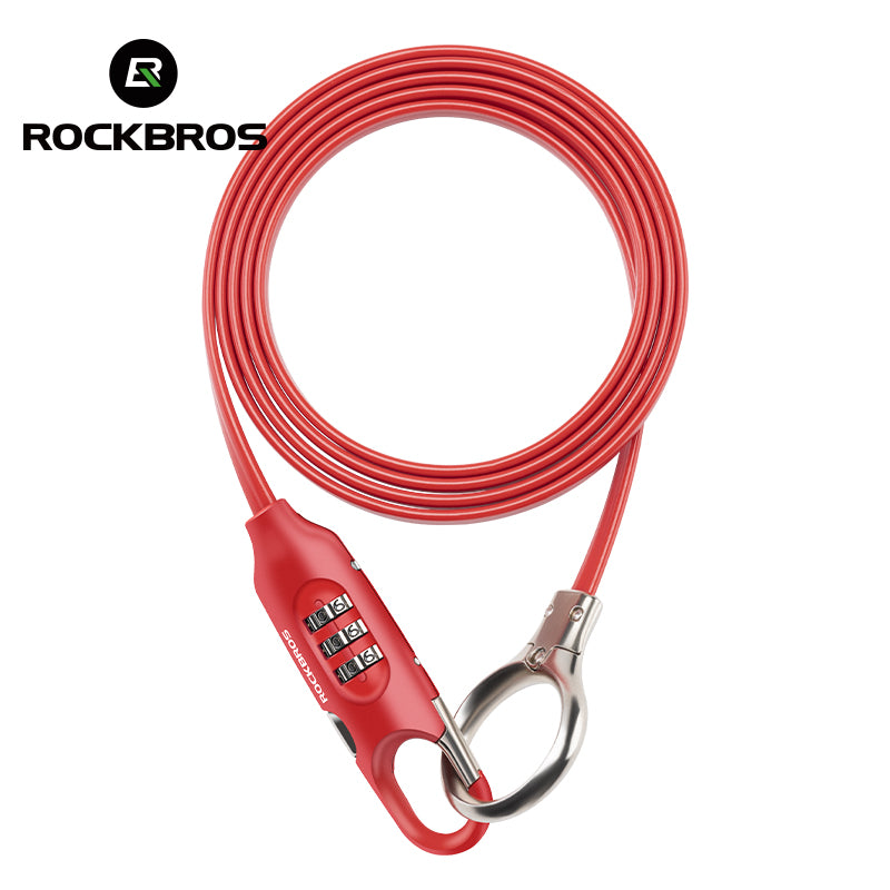 ROCKBROS Bicycle Bike Lock 3 Digit Code Combination Steel Cable Lock Anti-Theft Security