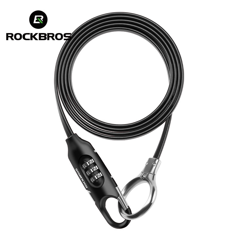 ROCKBROS Bicycle Bike Lock 3 Digit Code Combination Steel Cable Lock Anti-Theft Security
