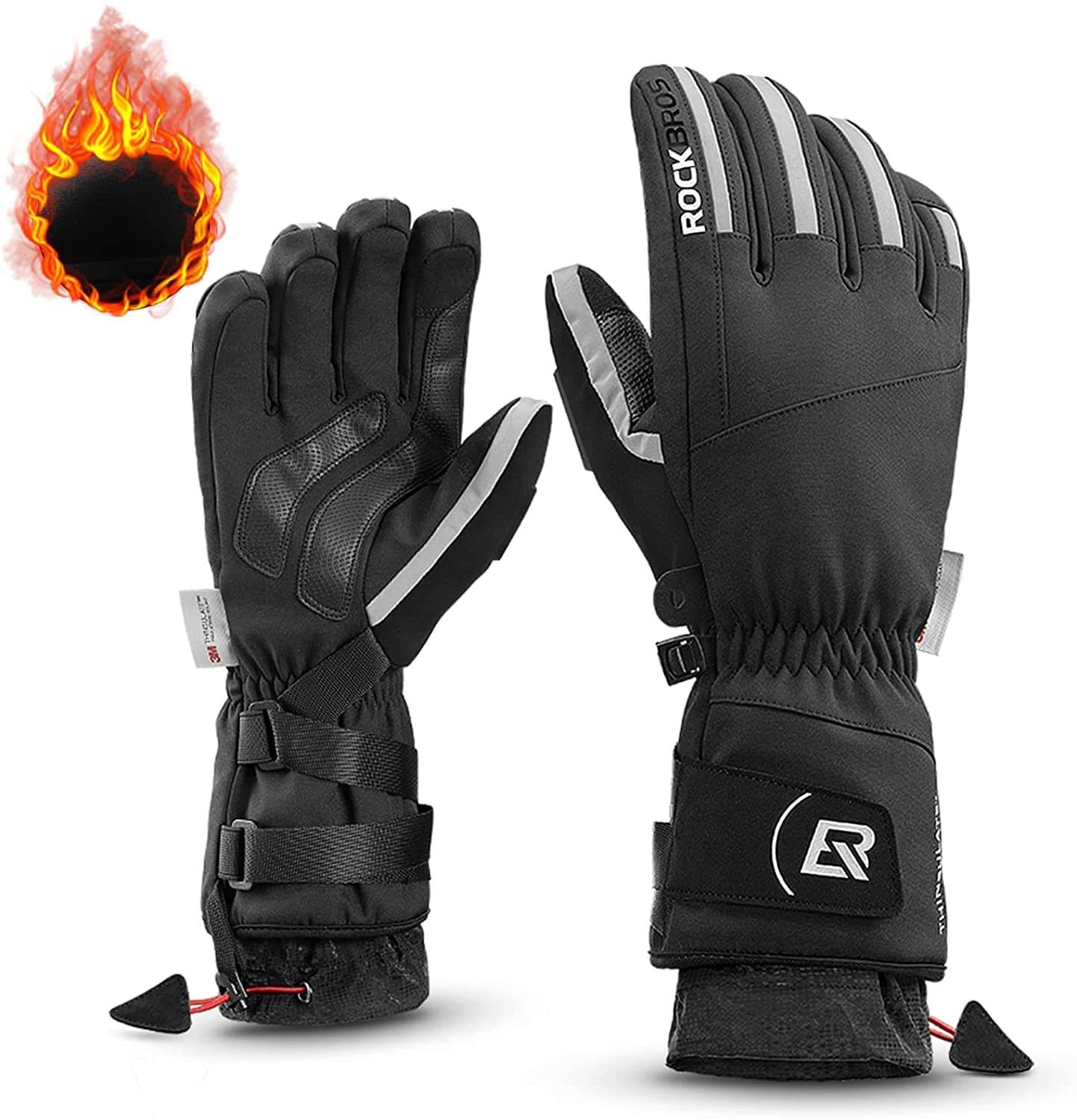 Unisex insulated cycling and motorcycle gloves for winter, warm windproof riding gloves for men and women