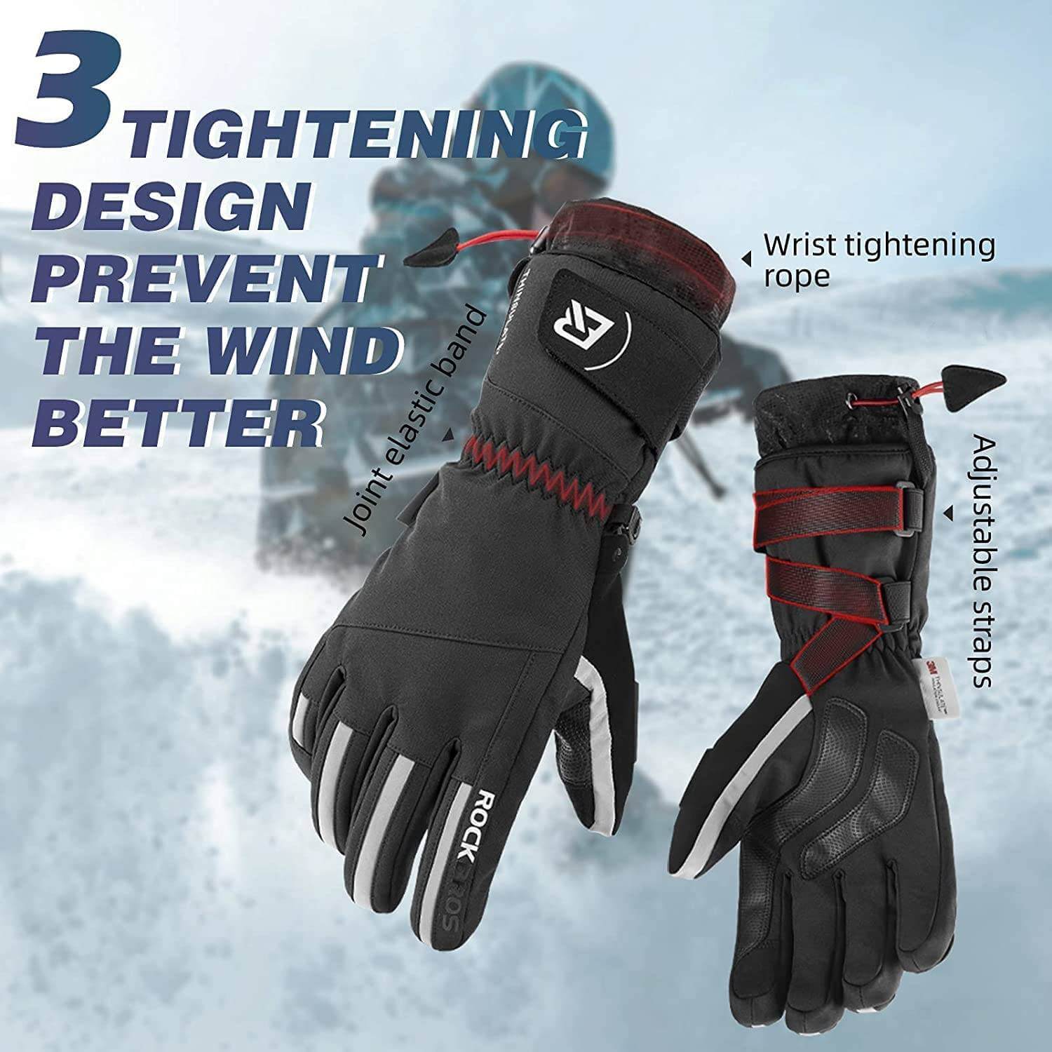 Unisex insulated cycling and motorcycle gloves for winter, warm windproof riding gloves for men and women