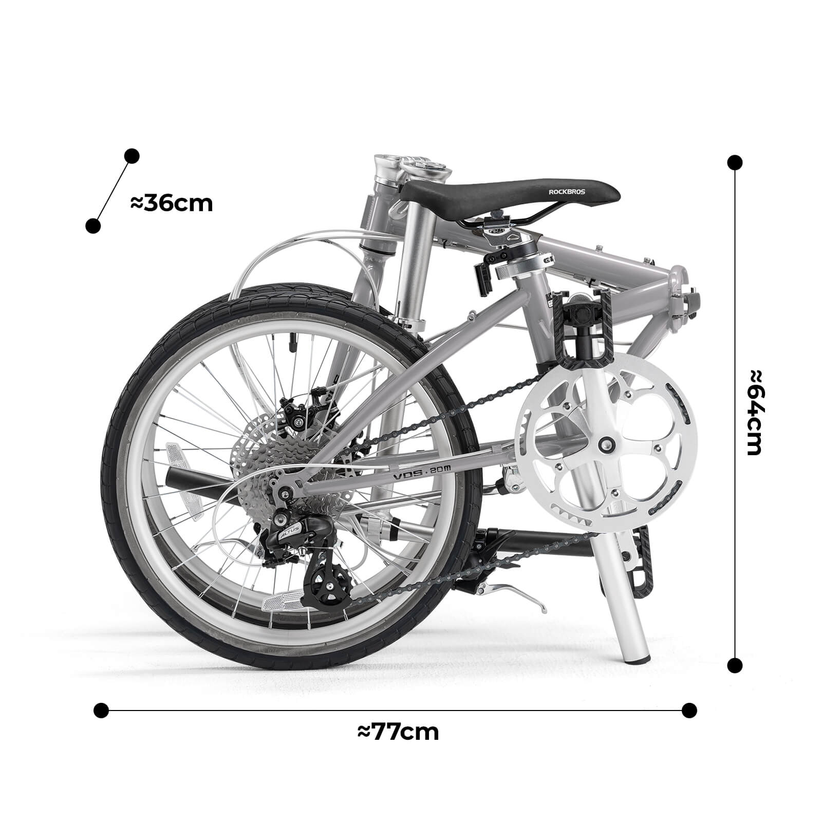 rockbros Folded view of the VDS 20-inch folding bicycle for easy storage.
#color_silver