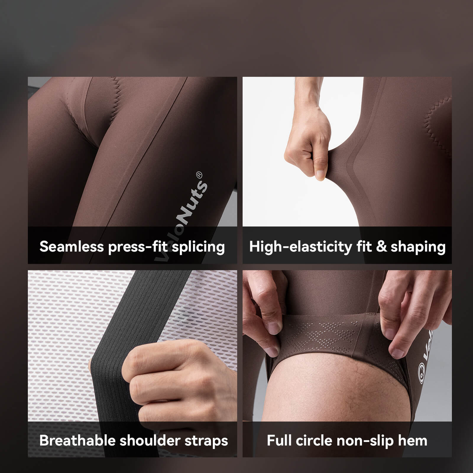 rockbros vns lightweight men’s cycling bib shorts for summer rides.
#color_brown