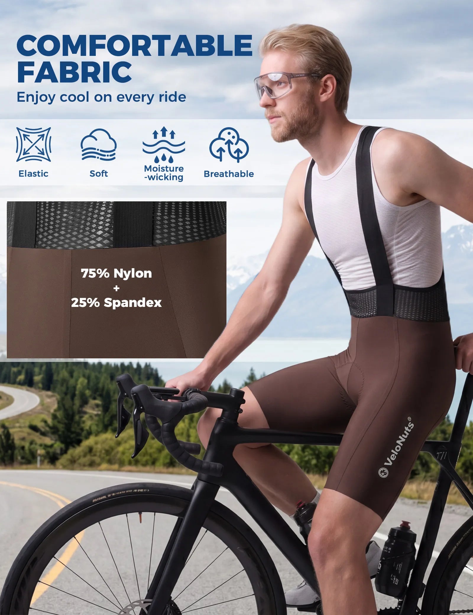 rockbros vns lightweight men’s cycling bib shorts for summer rides.
#color_grey