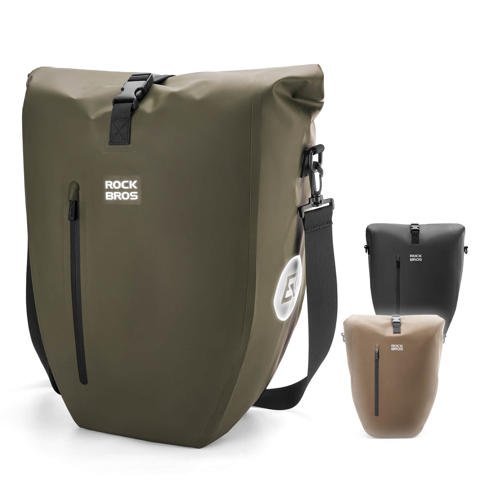 rockbros waterproof bike pannier bag 20l in green
#Color_Army green