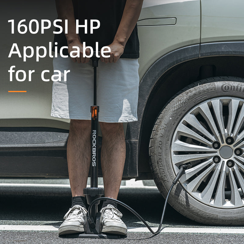 ROCKBROS Bicycle Floor Pump with Gauge 160 PSI High Pressure Tyre Inflator Schrader/Presta Valve For Bike Motorcycle Basketball