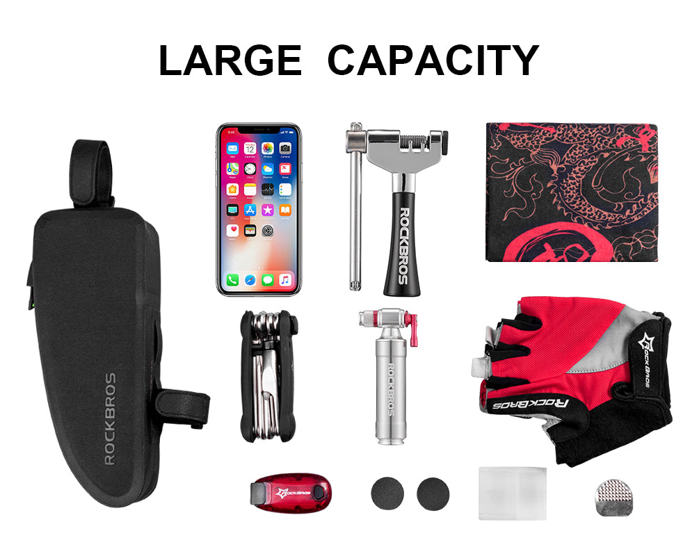 Rockbros-Bike Top Tube Bag Front Frame Bag Waterproof Nylon Black Bicycle Cycling Bag