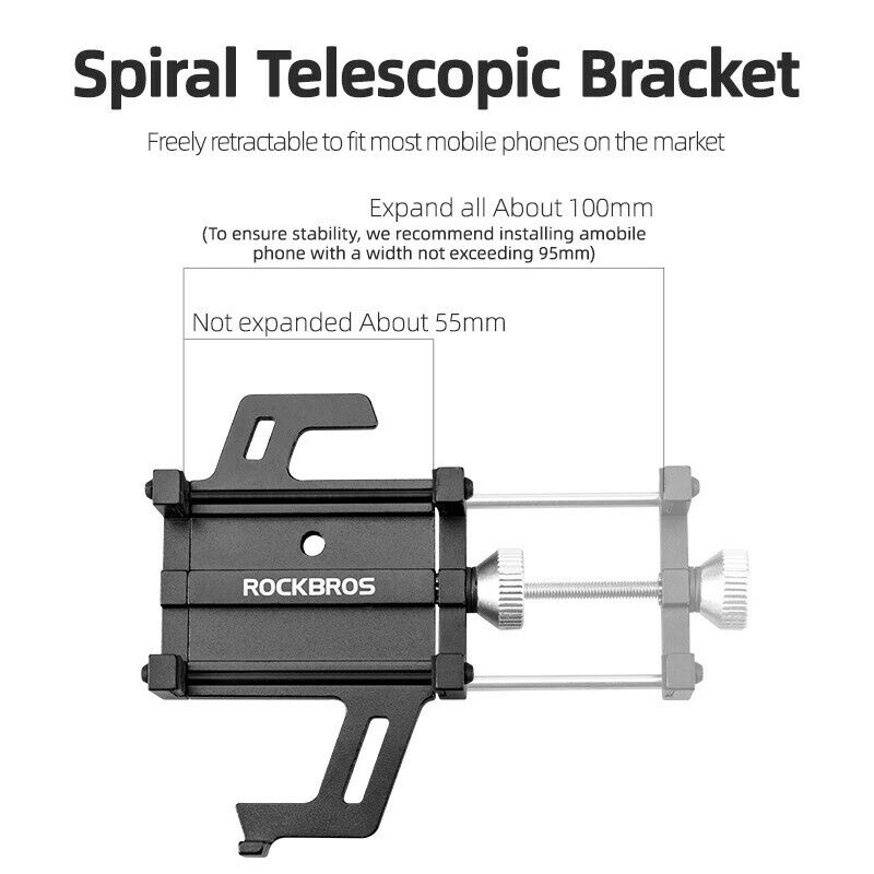 ROCKBROS Aluminium Bike Handlebar Phone Holder Adjustable