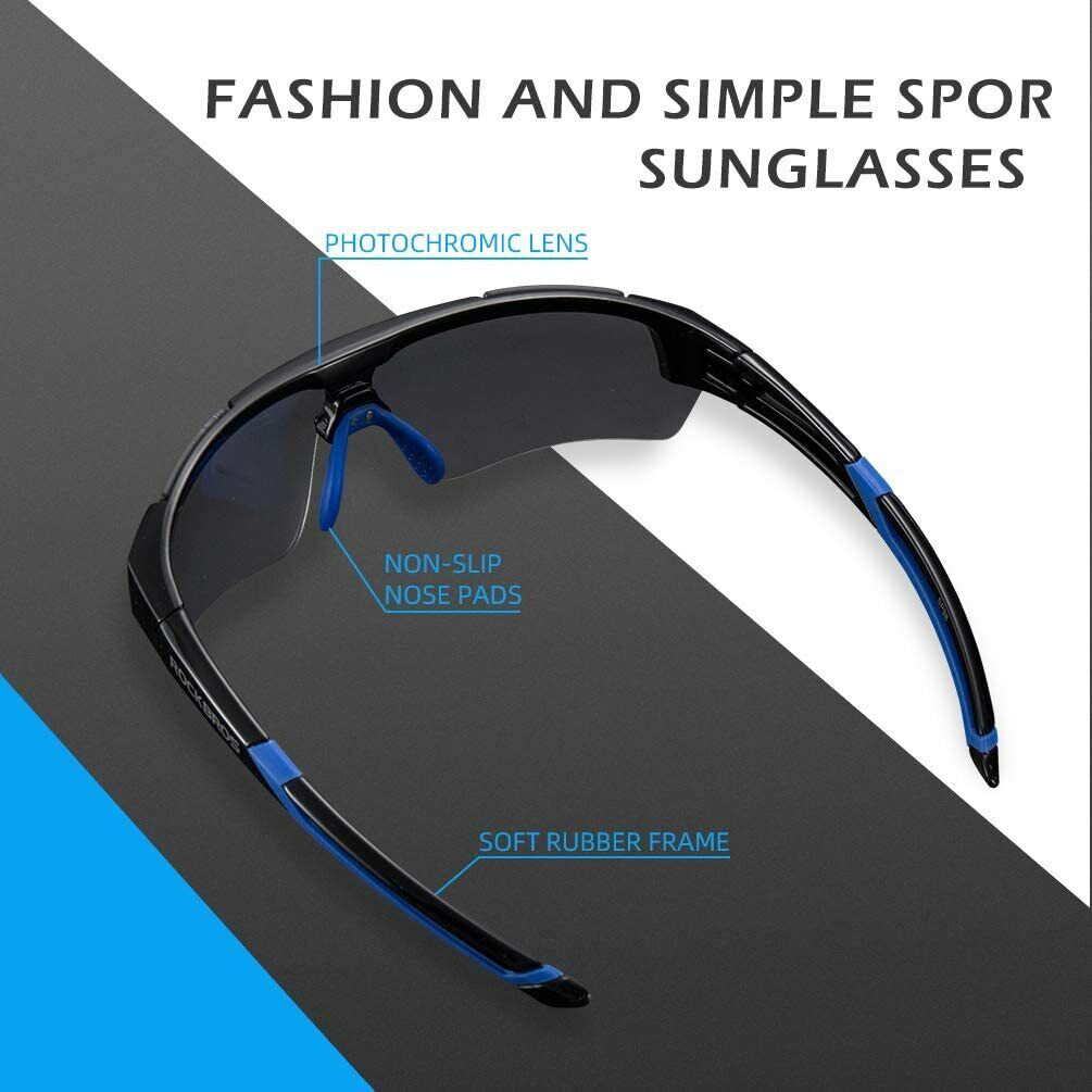 RockBros Cycling Photochromic Glasses Sport Sunglasses Bike Glasses Driving Fishing UV400 Men Women