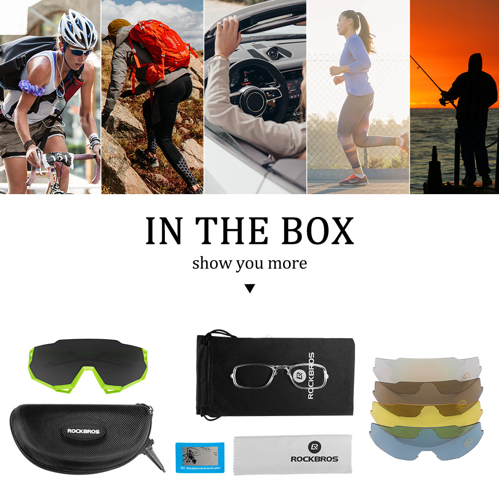 Rockbros-Polarised Sports Sunglasses with 4 Interchangeable Lens