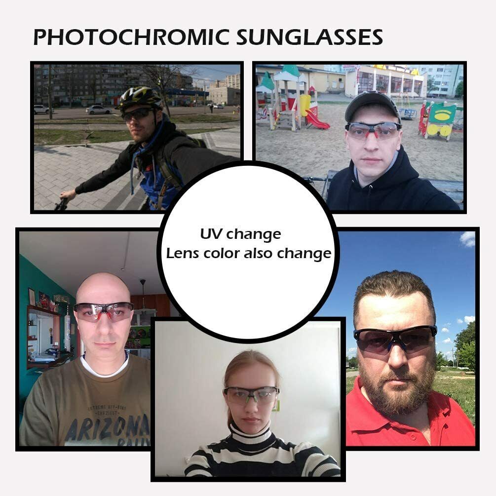 RockBros Cycling Photochromic Glasses Sport Sunglasses Bike Glasses Driving Fishing UV400 Men Women