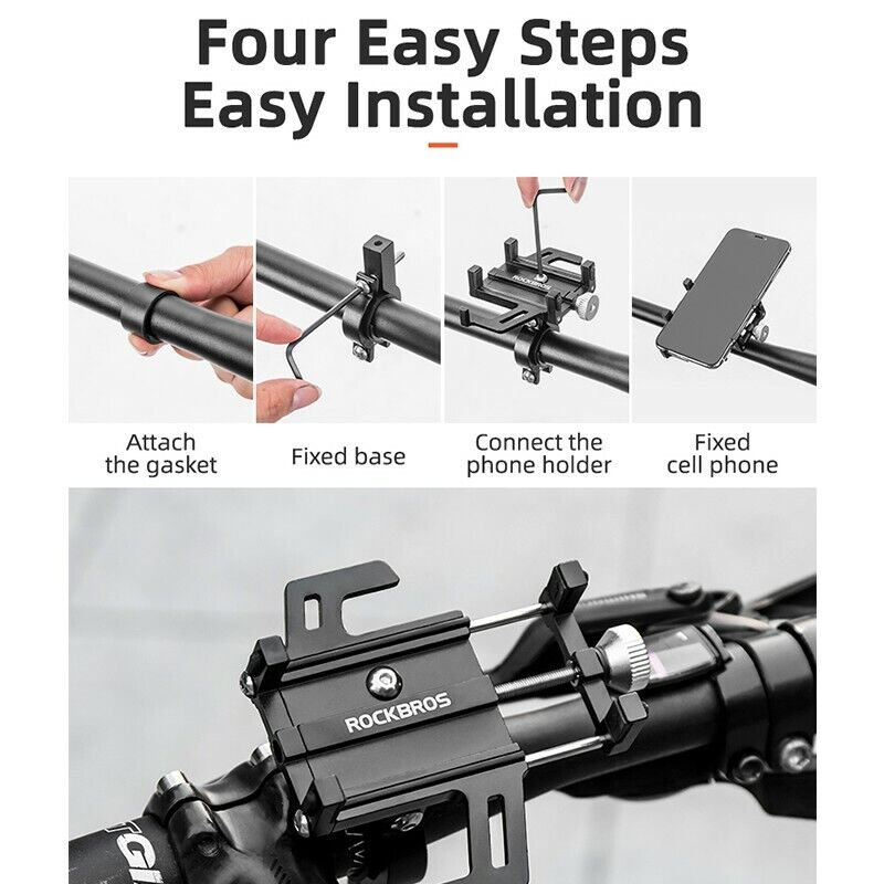 ROCKBROS Aluminium Bike Handlebar Phone Holder Adjustable