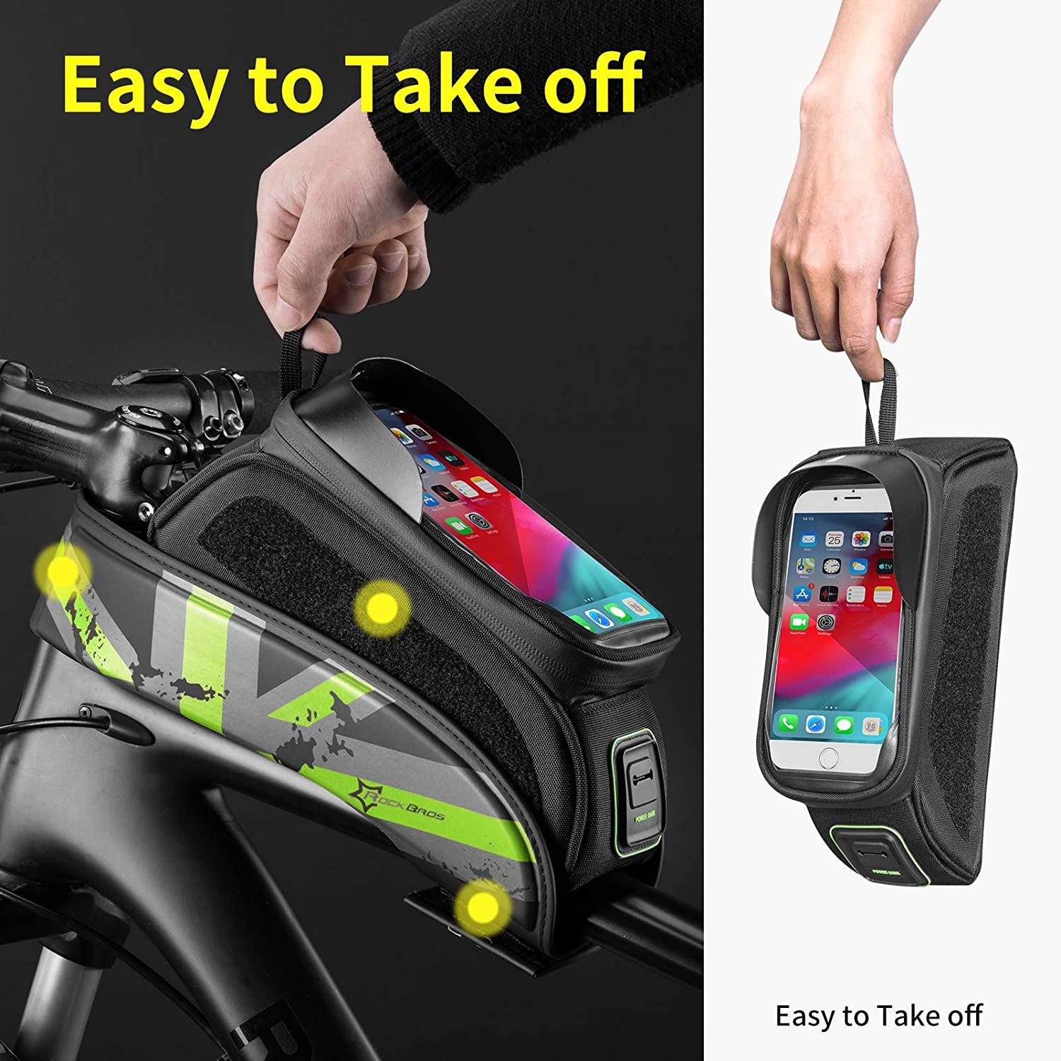 Rockbros-Bike Phone Bag Bike Front Frame Bag Sensitive Touch Screen