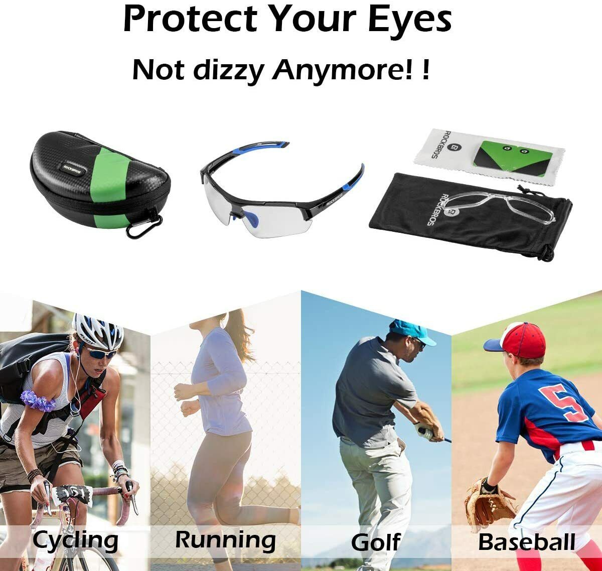 RockBros Cycling Photochromic Glasses Sport Sunglasses Bike Glasses Driving Fishing UV400 Men Women
