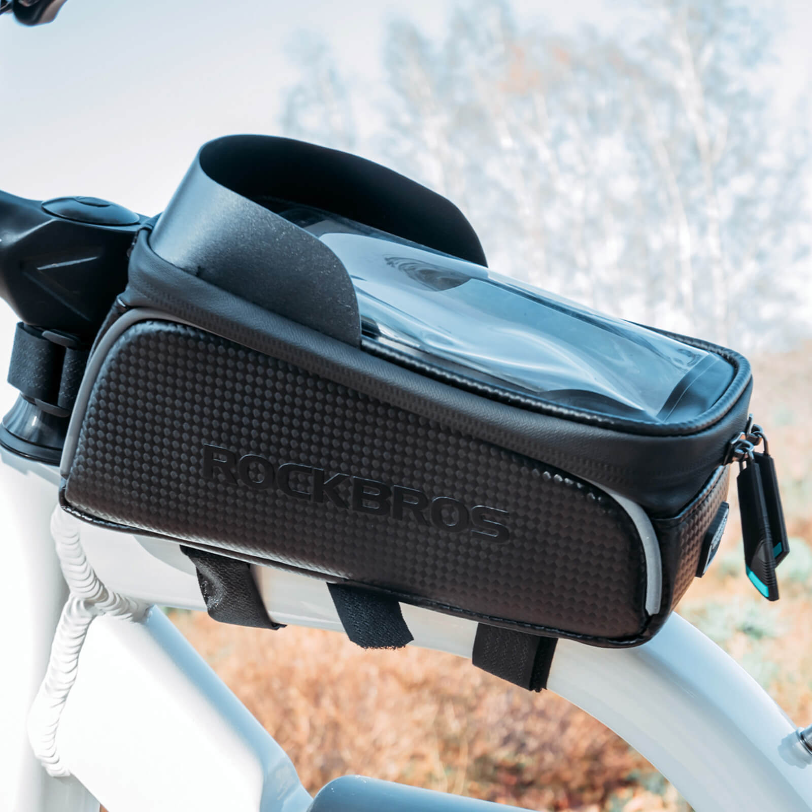rockbros bicycle phone bag with touch screen window