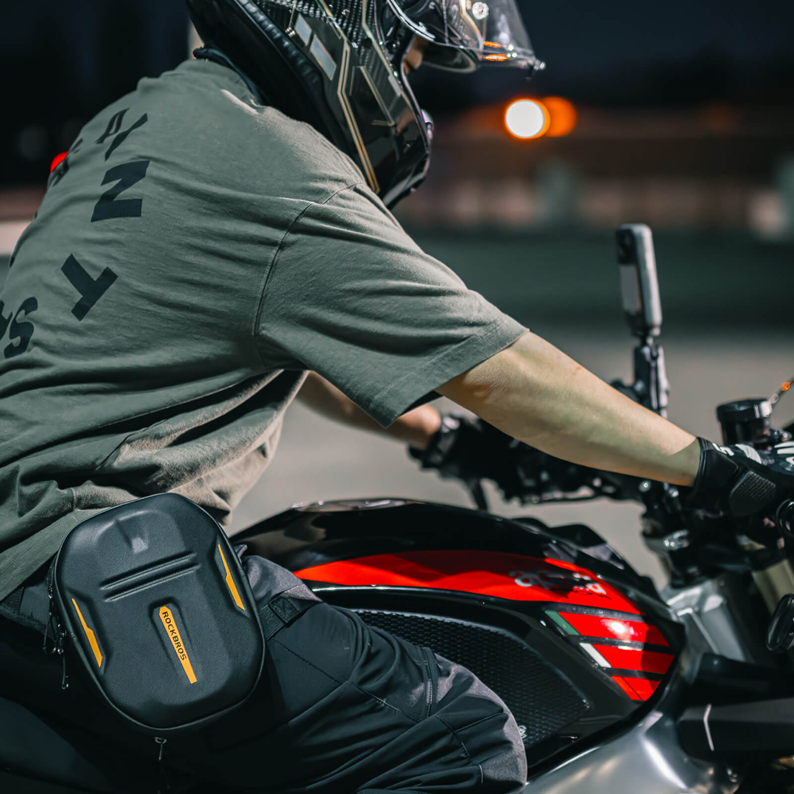 rockbros motorcycle bag with multiple compartments for essentials
