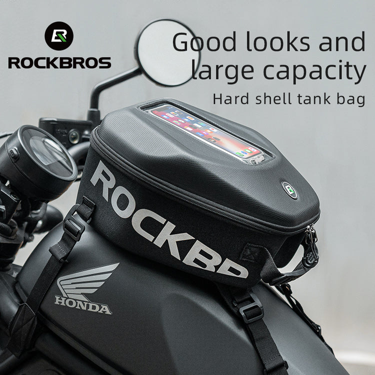 ROCKBROS Hard Shell Motorcycle Tank Bag Waterproof Saddle Motorcycle Bag Phone Pouch Universal Touch Screen Fit Cell Phone Under 7 Inch