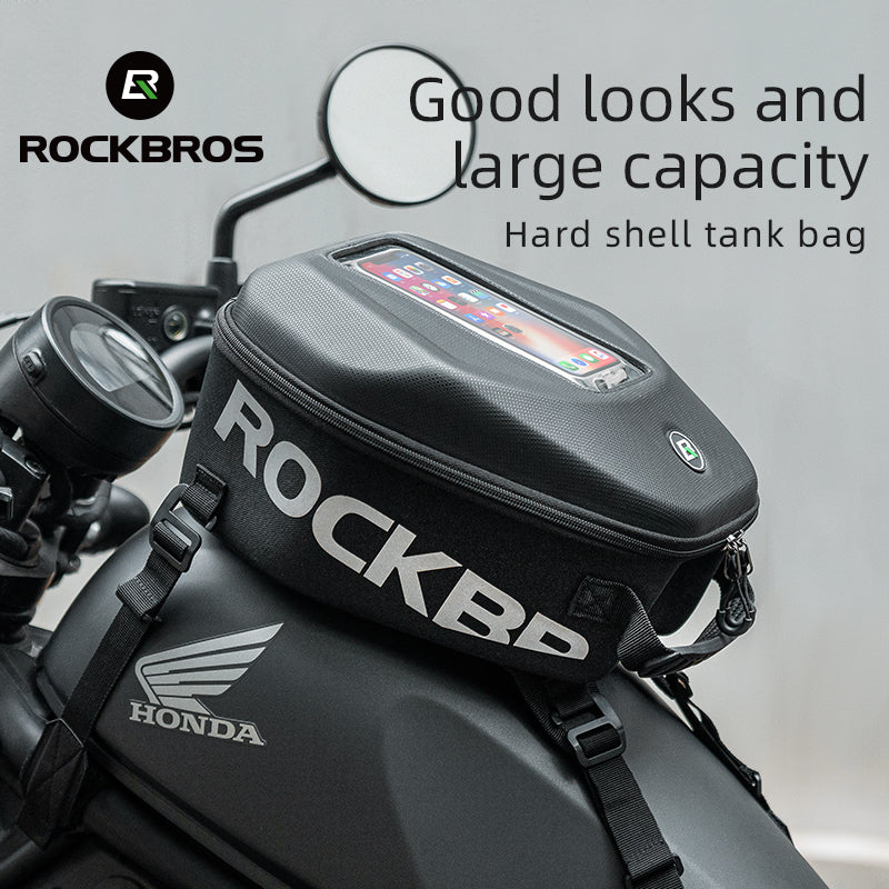 ROCKBROS Hard Shell Motorcycle Tank Bag Waterproof Saddle Motorcycle Bag Phone Pouch Universal Touch Screen Fit Cell Phone Under 7 Inch